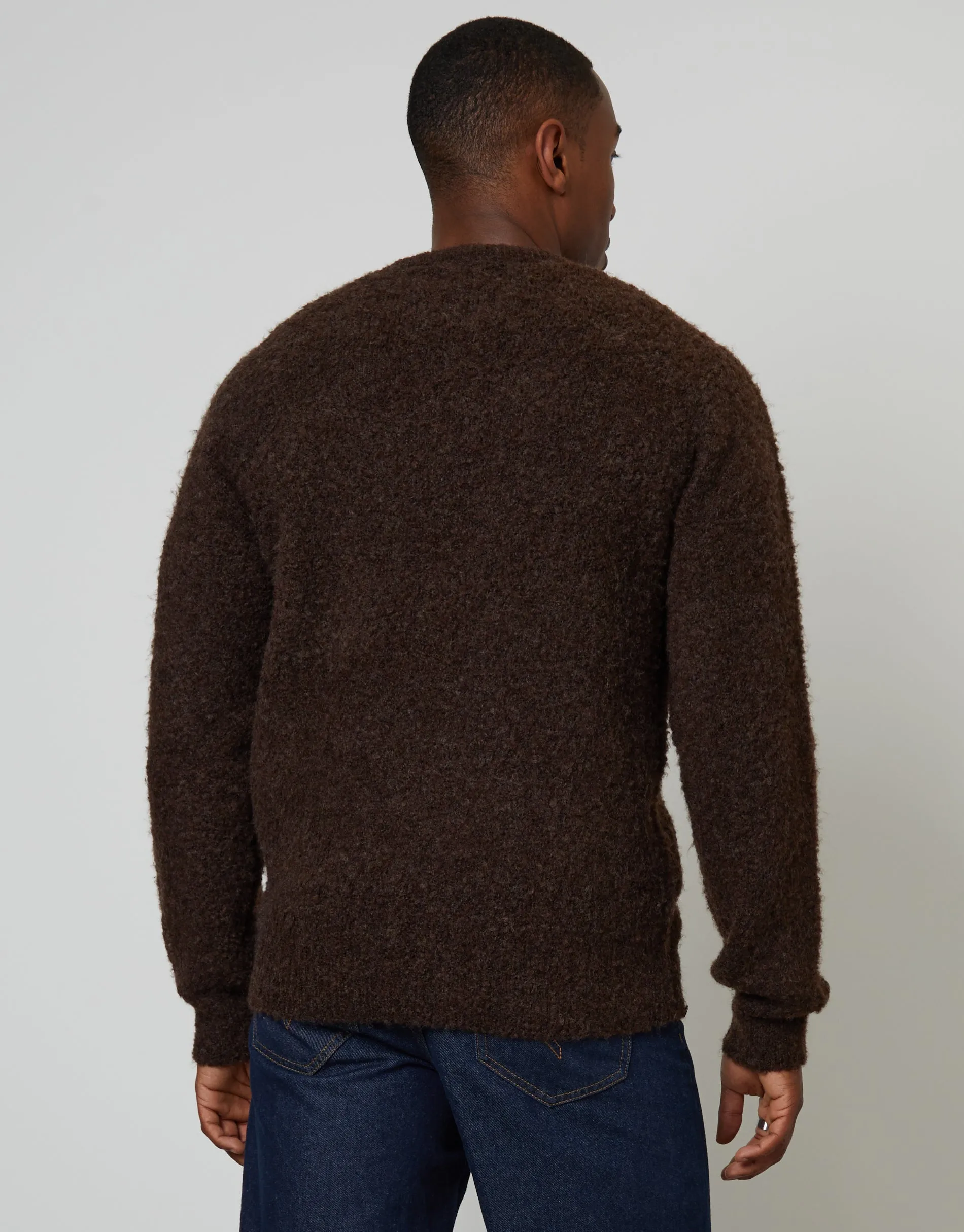 Chocolate Brown Fluffy Knitted Crew Neck Jumper sold by Threadbare product image thumbnail 2