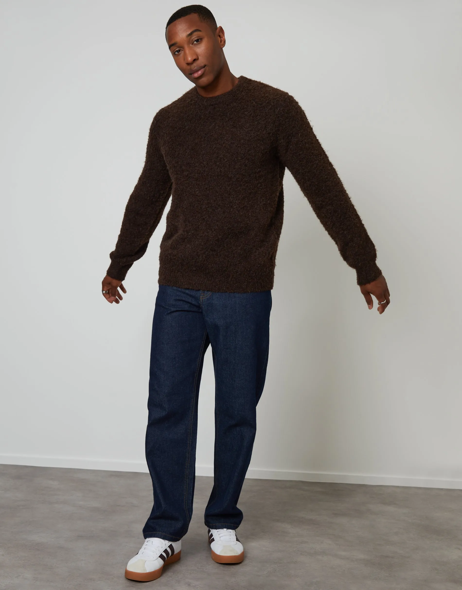 Chocolate Brown Fluffy Knitted Crew Neck Jumper sold by Threadbare product image thumbnail 3