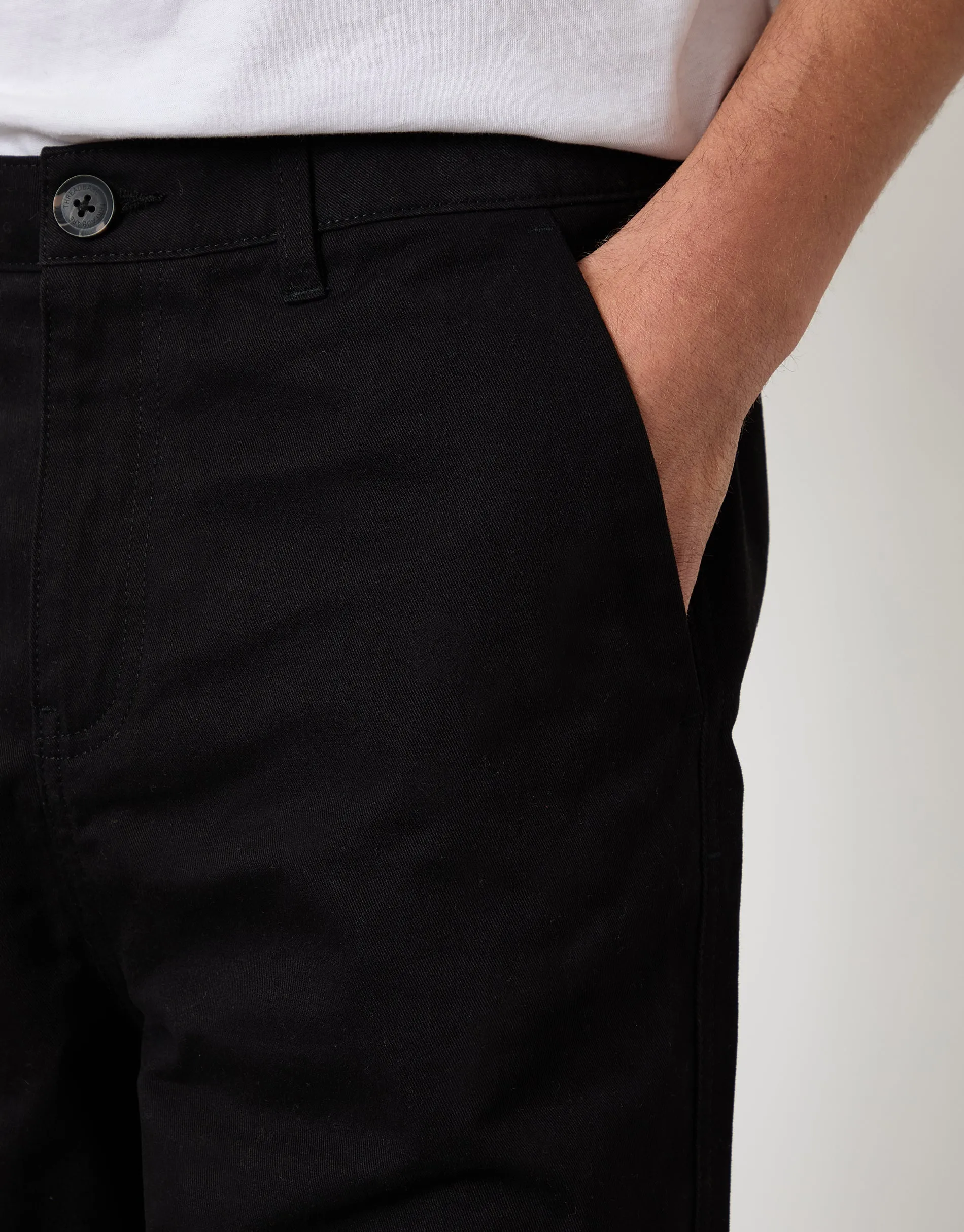 Black Baggy Fit Chino Trousers sold by Threadbare product image thumbnail 4