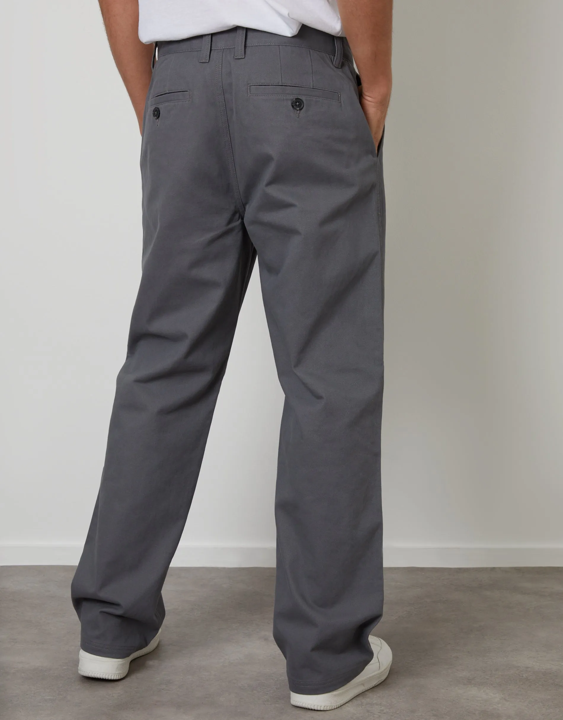 Charcoal Grey Baggy Fit Chino Trousers sold by Threadbare product image thumbnail 2