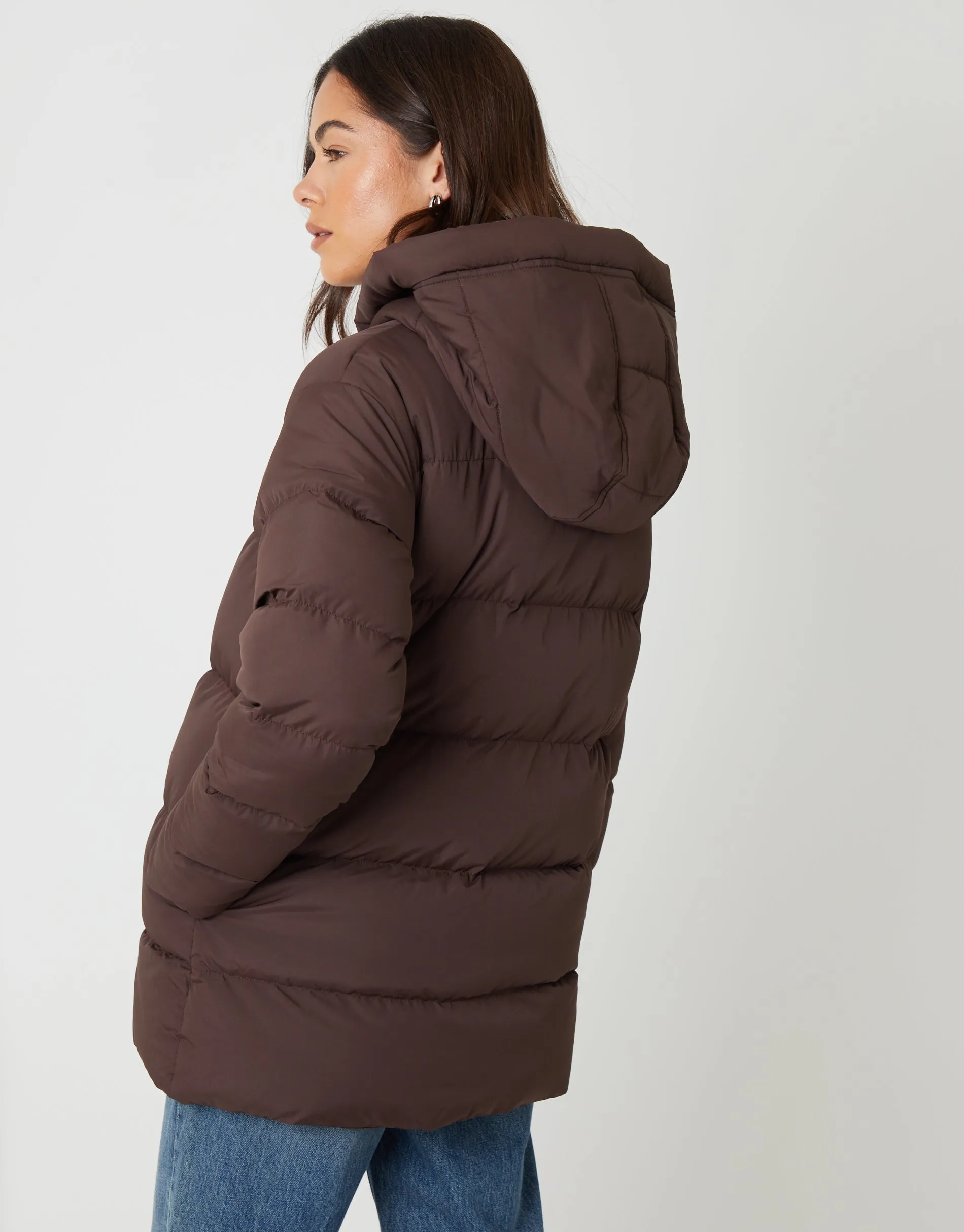 Chocolate Brown Petite Puffer Jacket sold by Threadbare product image thumbnail 3