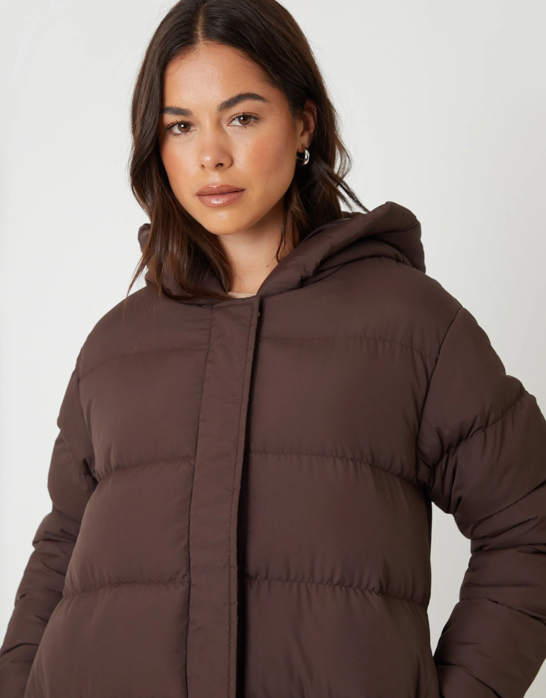 Chocolate Brown Petite Puffer Jacket sold by Threadbare product image thumbnail 5