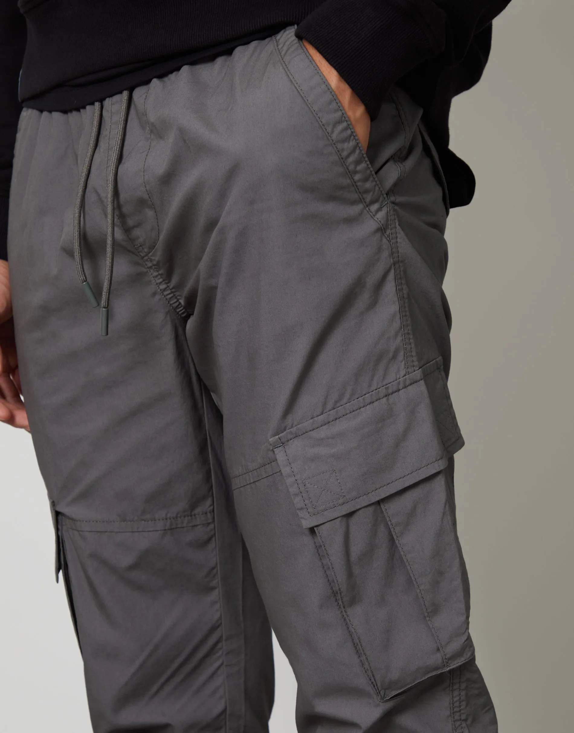 Slate Grey Elasticated Waist Cargo Trousers sold by Threadbare product image thumbnail 4