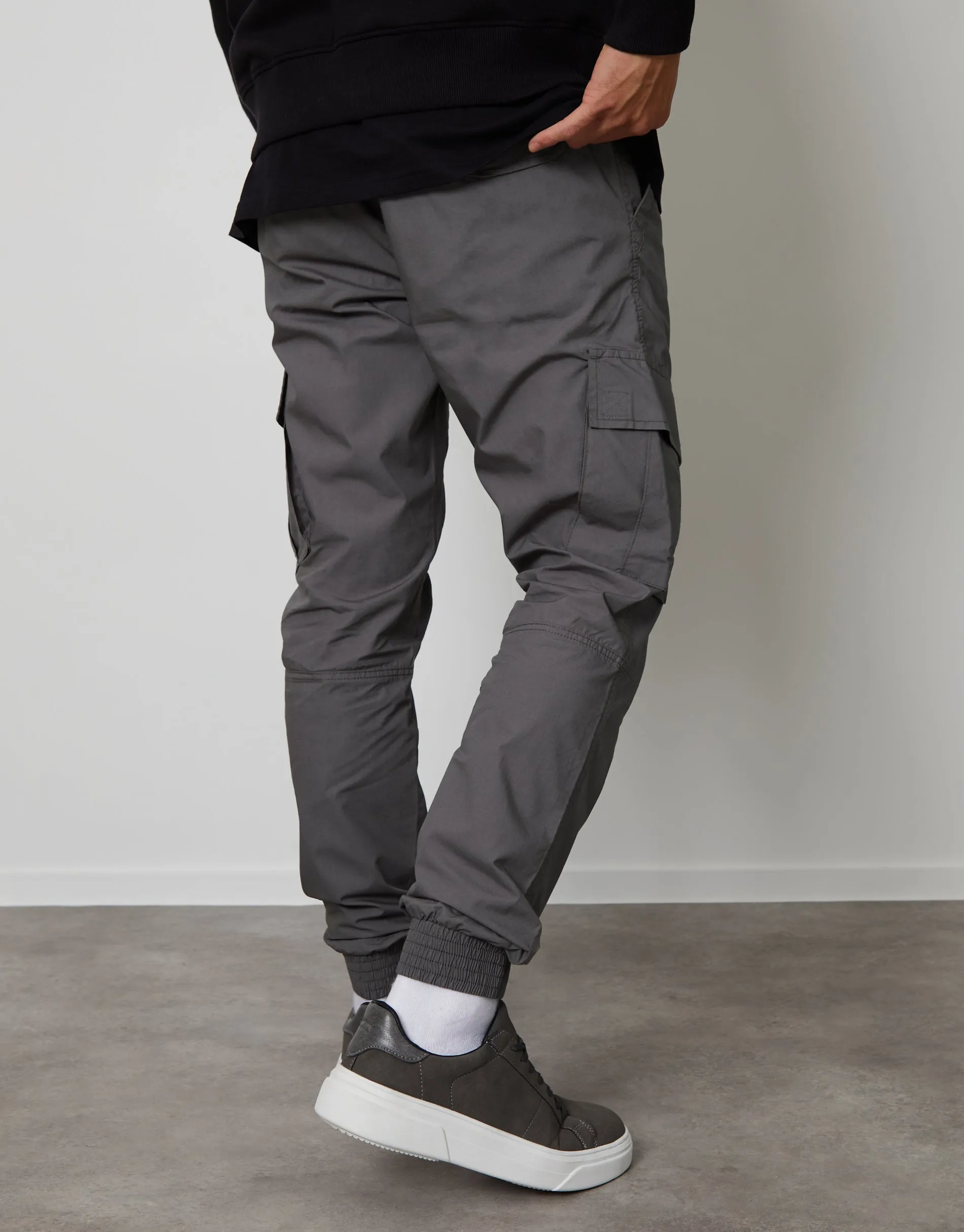 Slate Grey Elasticated Waist Cargo Trousers sold by Threadbare product image thumbnail 2