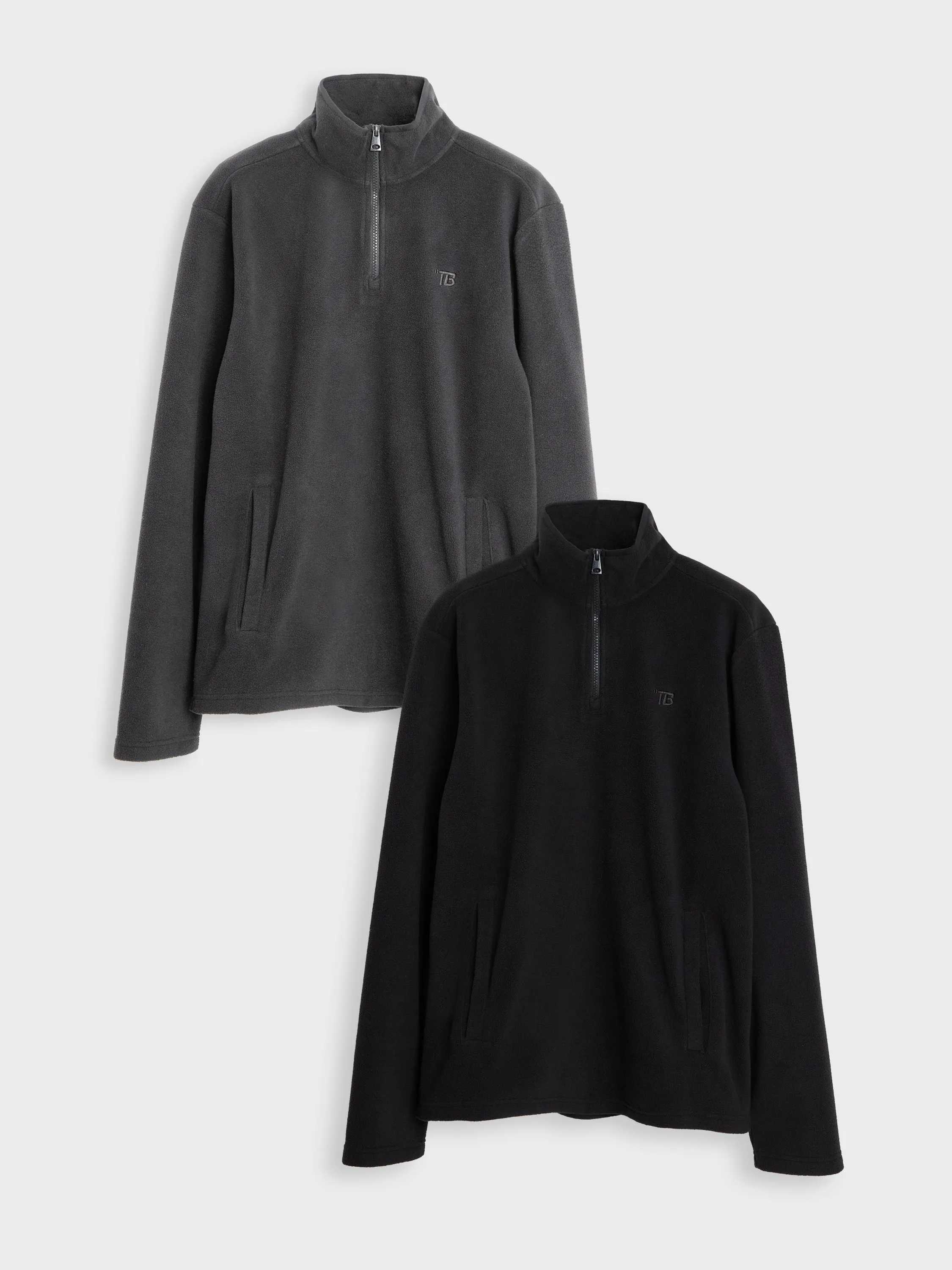 Black & Slate Grey Quarter Zip Microfleece Sweatshirts (2 Pack) sold by Threadbare