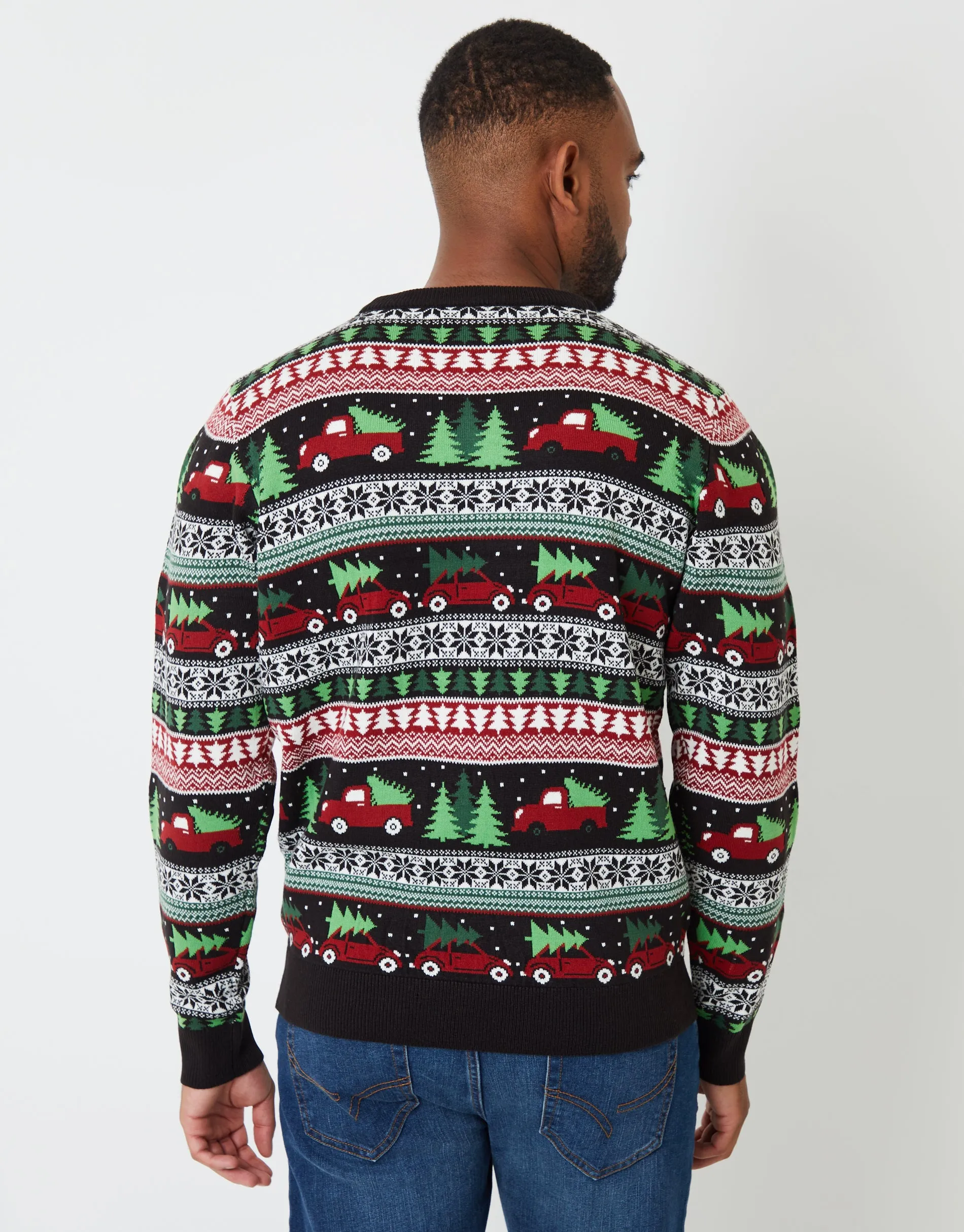 Black Christmas Car Fairisle Knitted Crew Neck Jumper sold by Threadbare product image thumbnail 2