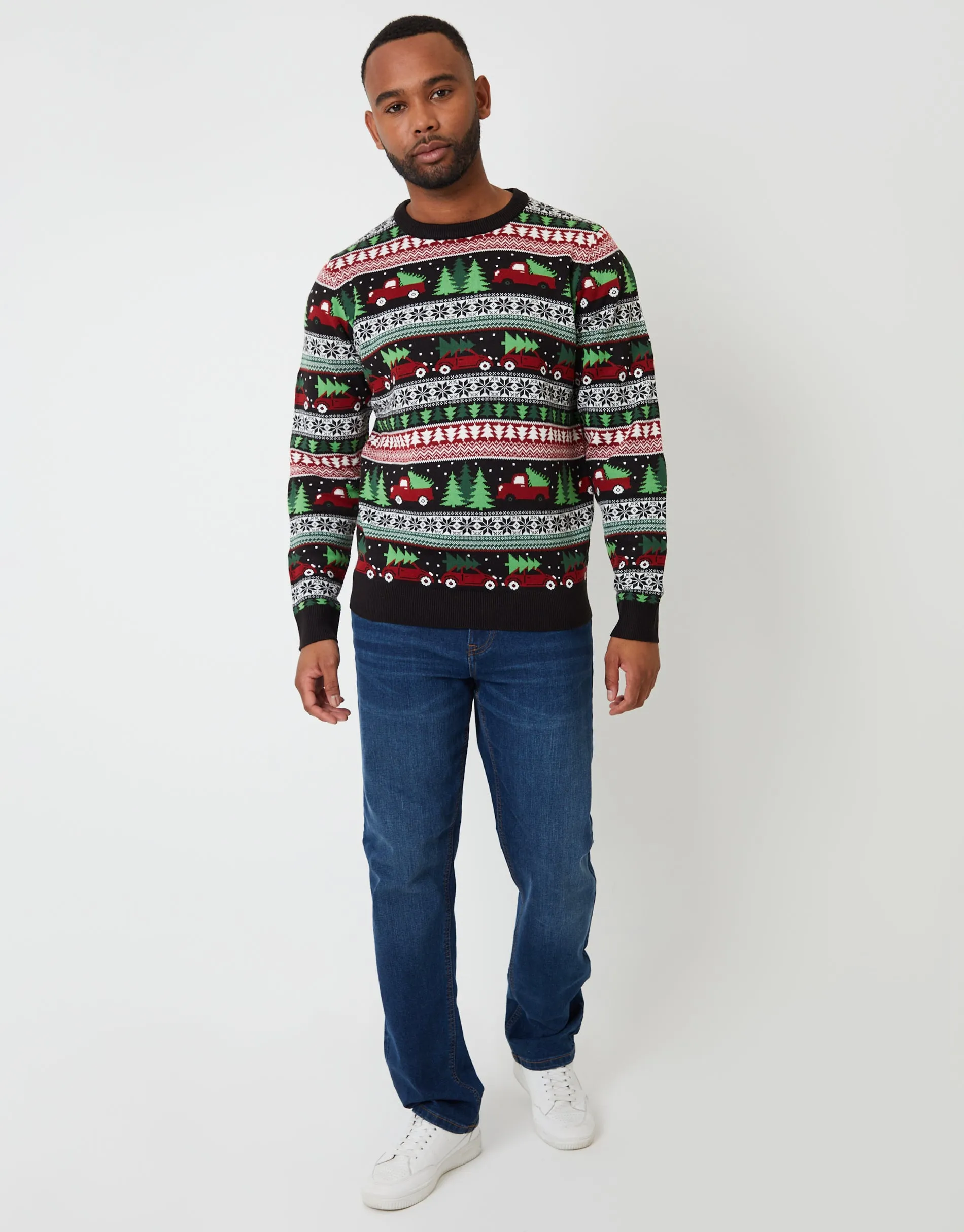 Black Christmas Car Fairisle Knitted Crew Neck Jumper sold by Threadbare product image thumbnail 3