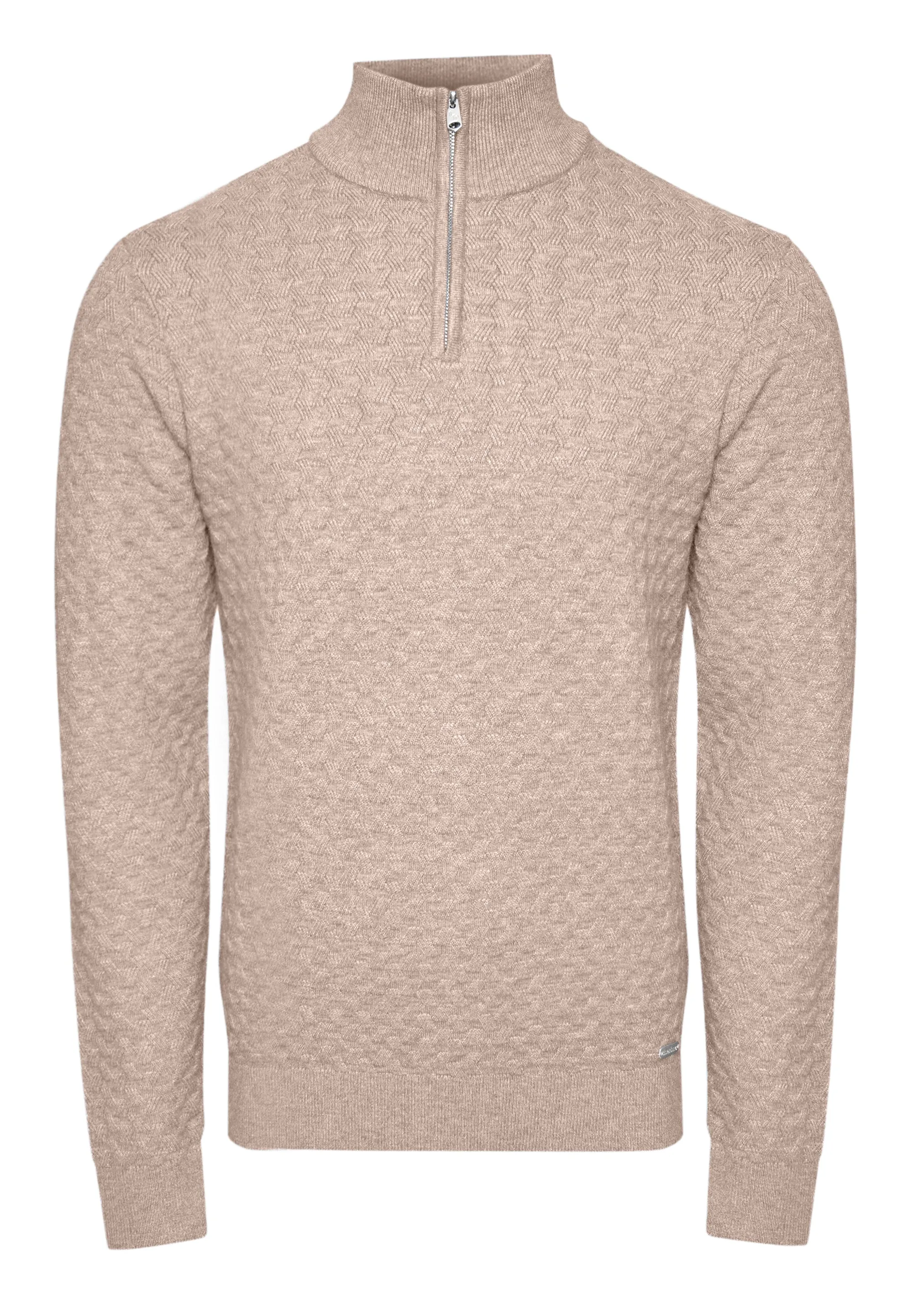 Beige Textured Cable Knit Quarter Zip Jumper sold by Threadbare product image thumbnail 5