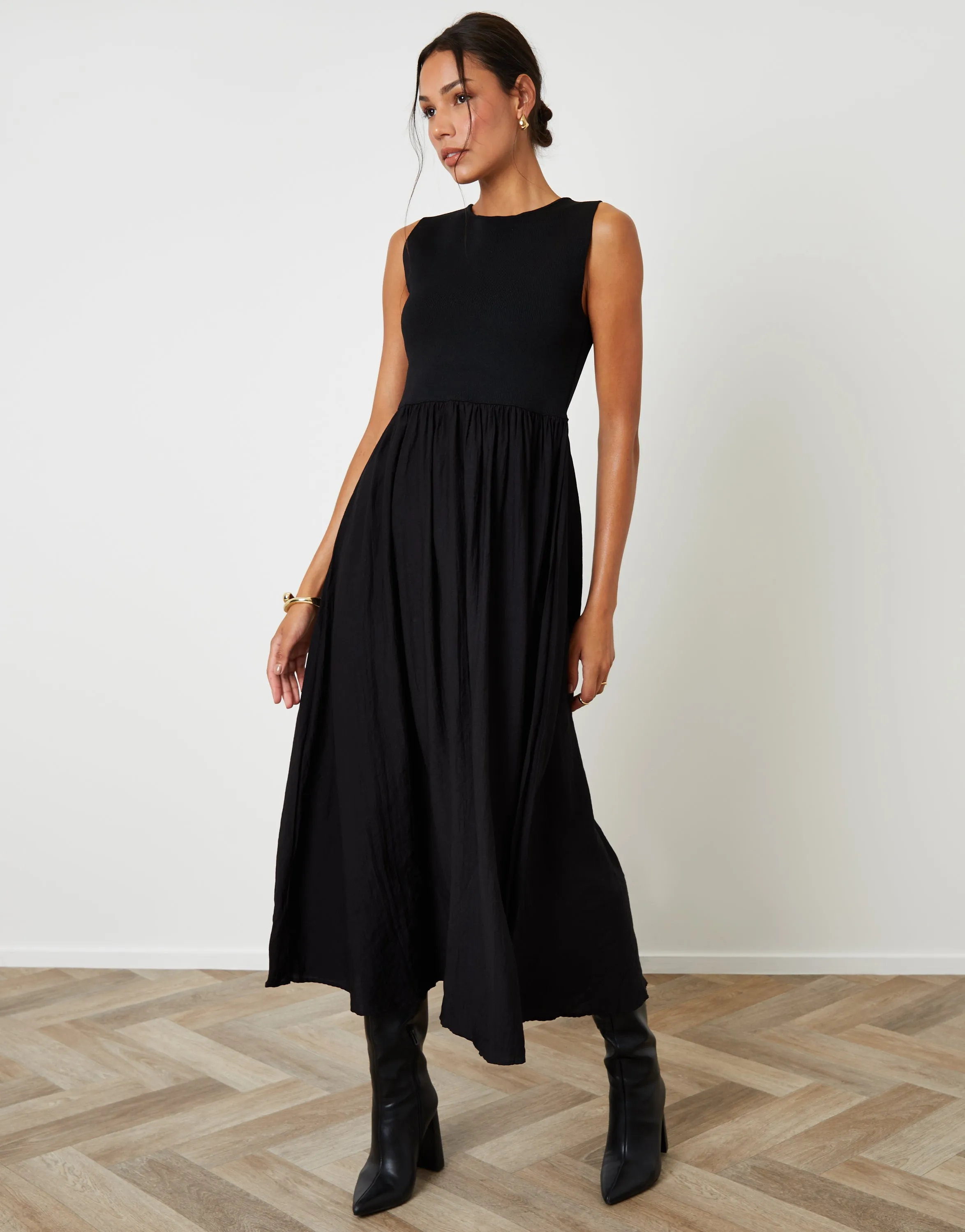 Black 2-in-1 Sleeveless Knitted Vest Maxi Dress sold by Threadbare