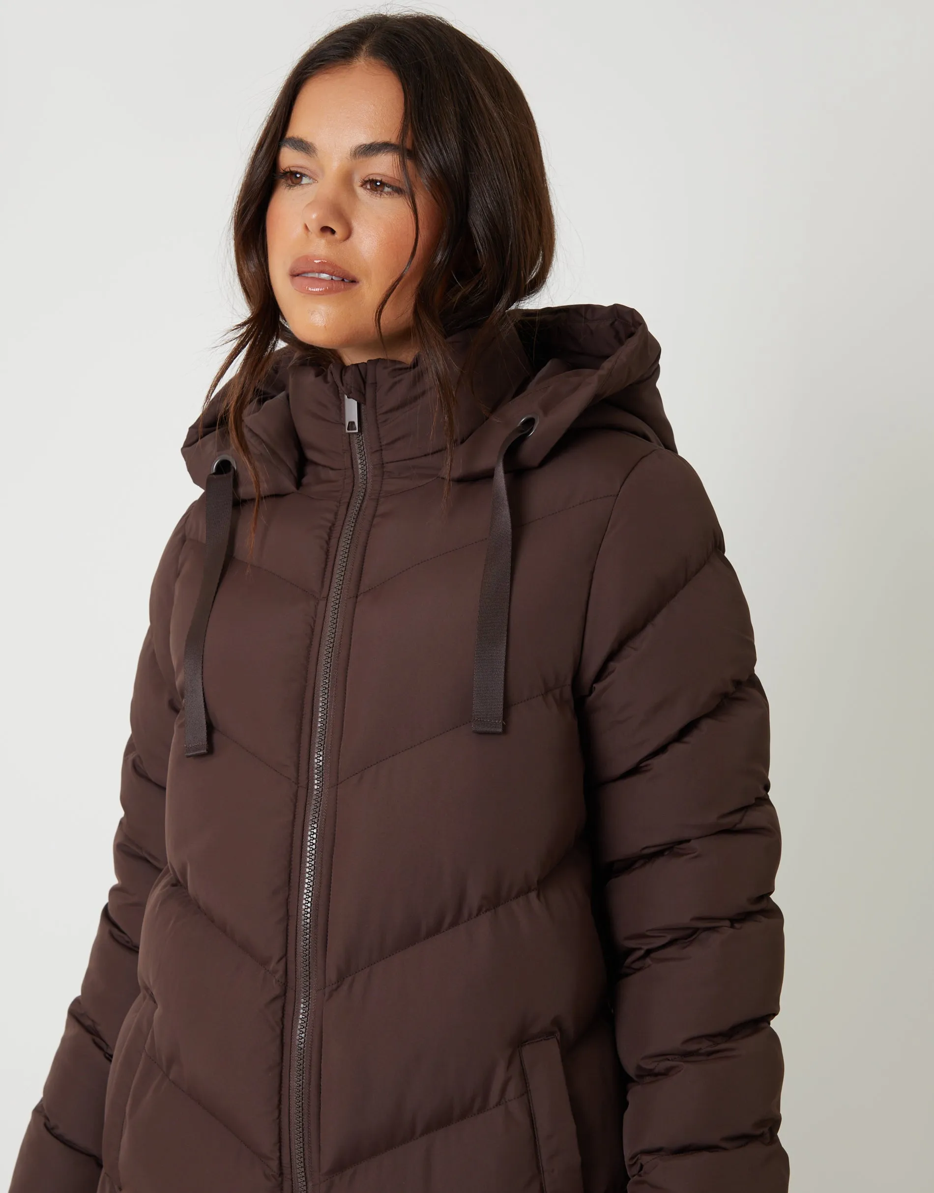 Chocolate Brown Padded Maxi Coat sold by Threadbare product image thumbnail 5