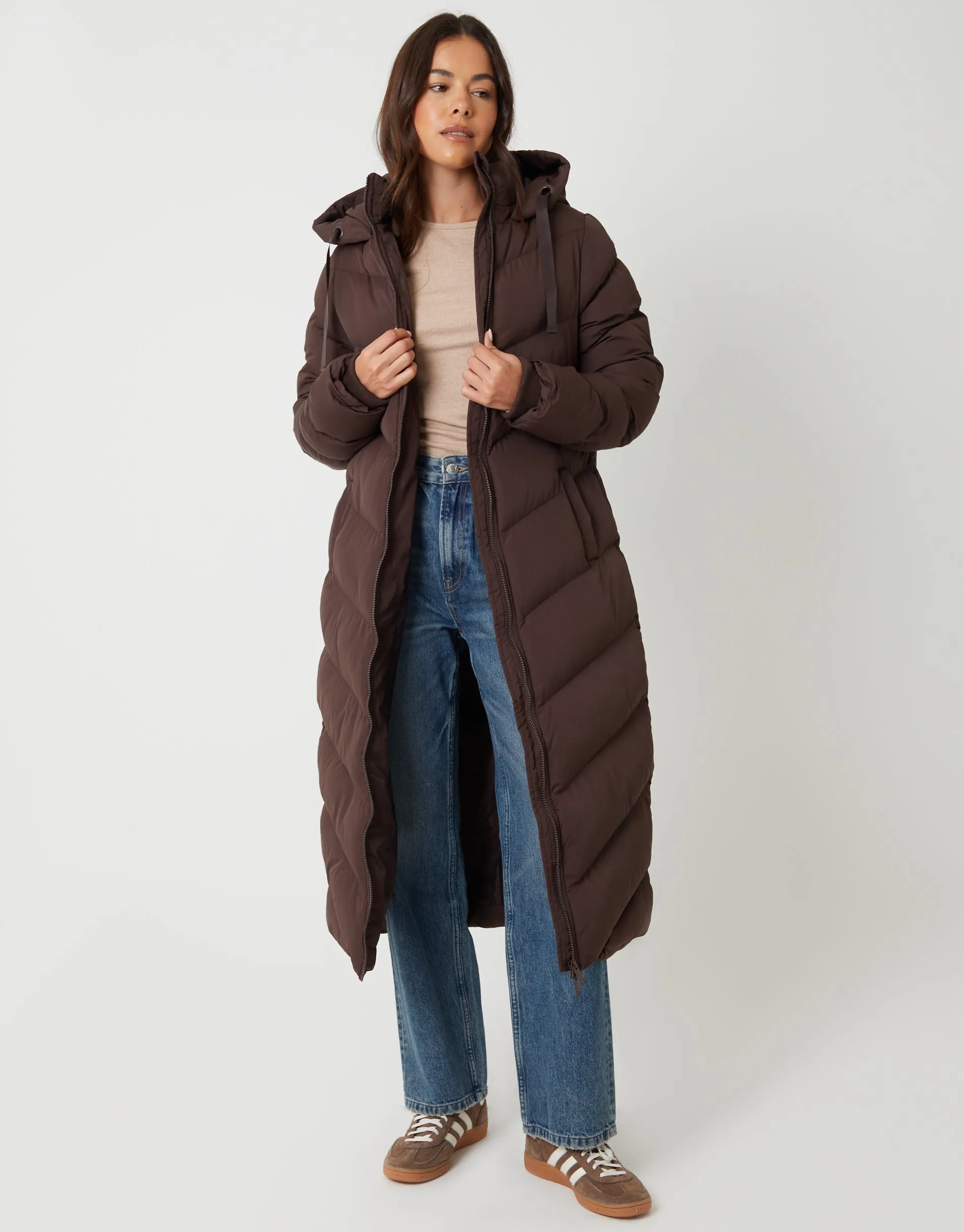 Chocolate Brown Padded Maxi Coat sold by Threadbare product image thumbnail 2