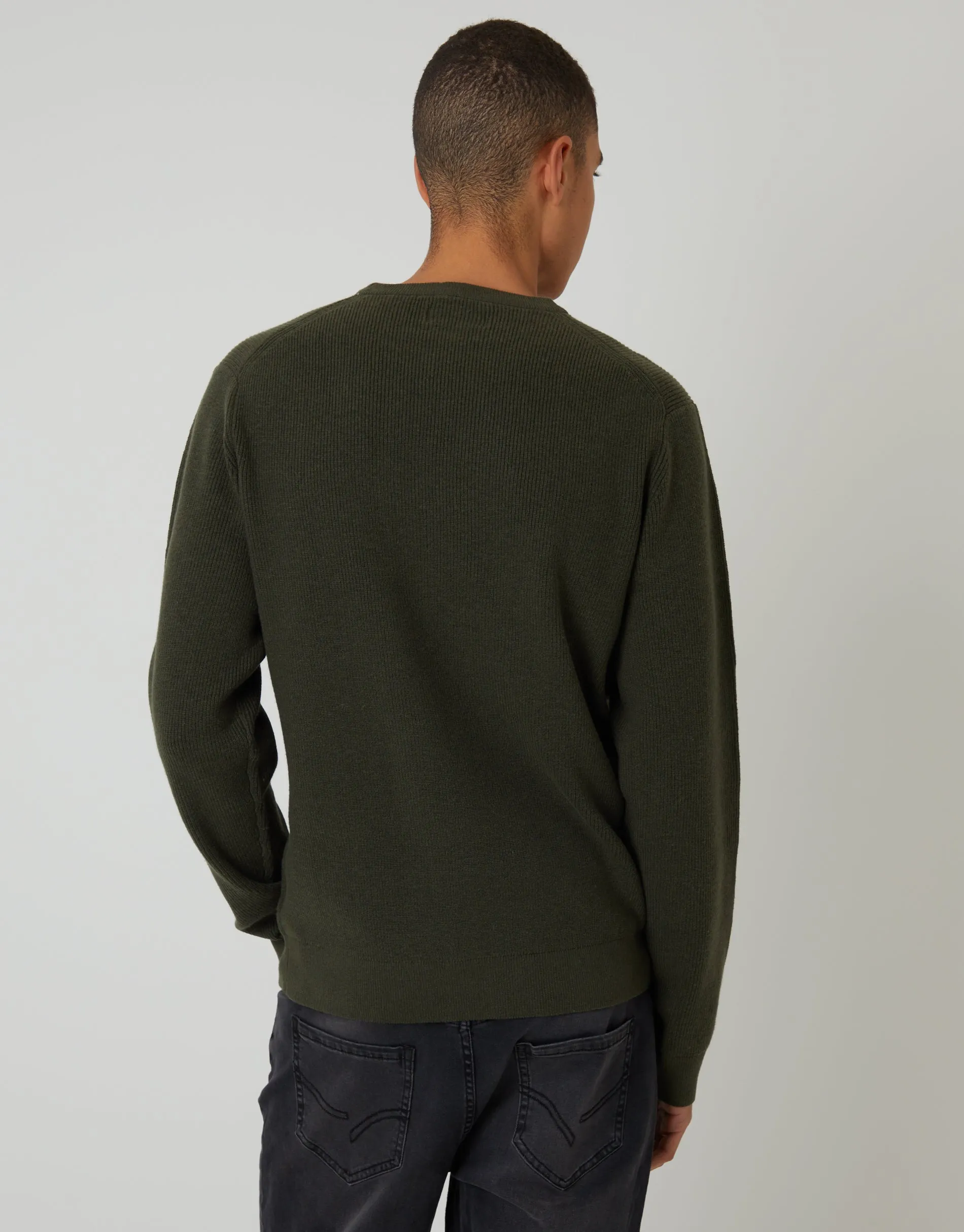 Forest Green Rib Knit Crew Neck Jumper sold by Threadbare product image thumbnail 2