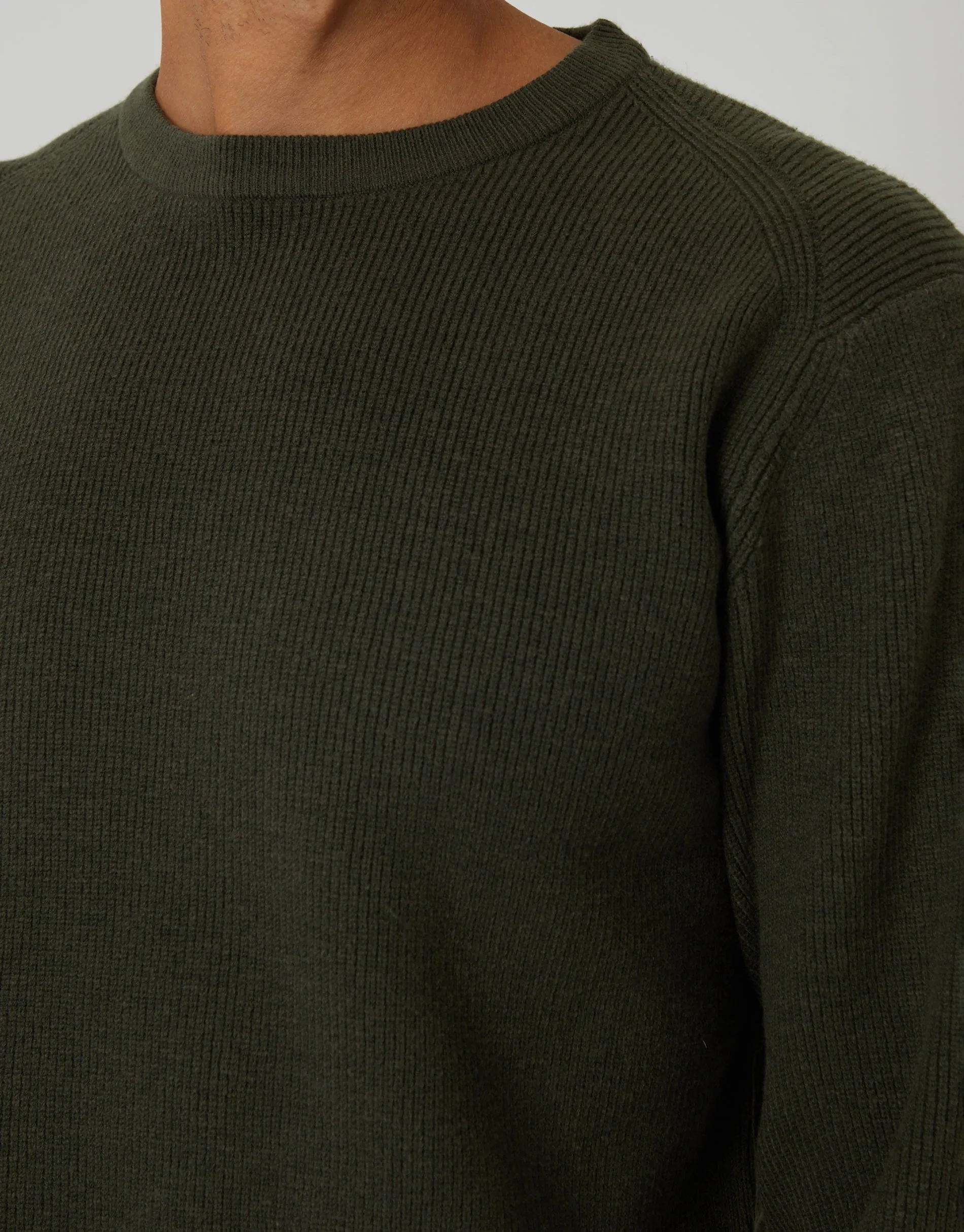 Forest Green Rib Knit Crew Neck Jumper sold by Threadbare product image thumbnail 4