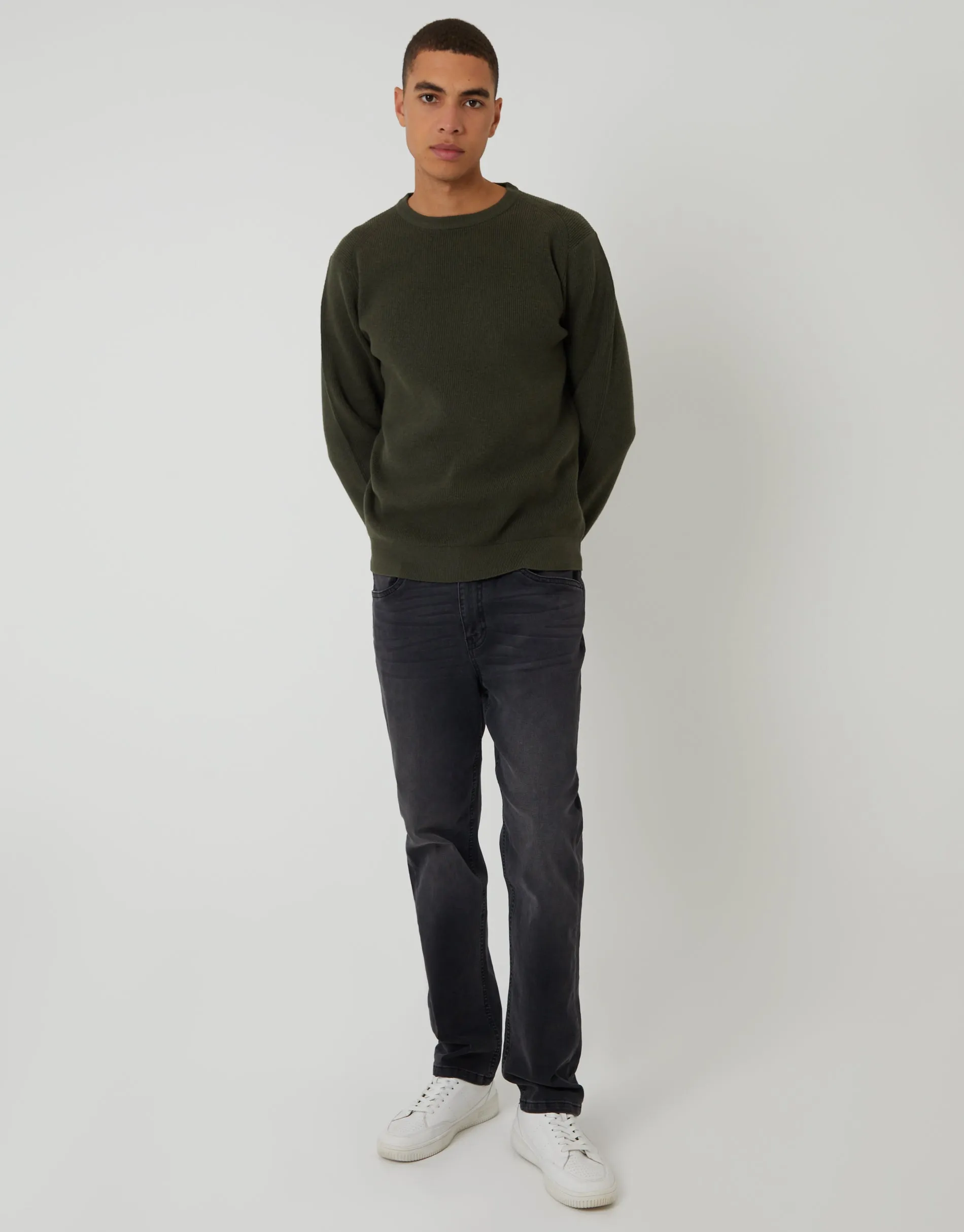 Forest Green Rib Knit Crew Neck Jumper sold by Threadbare product image thumbnail 3