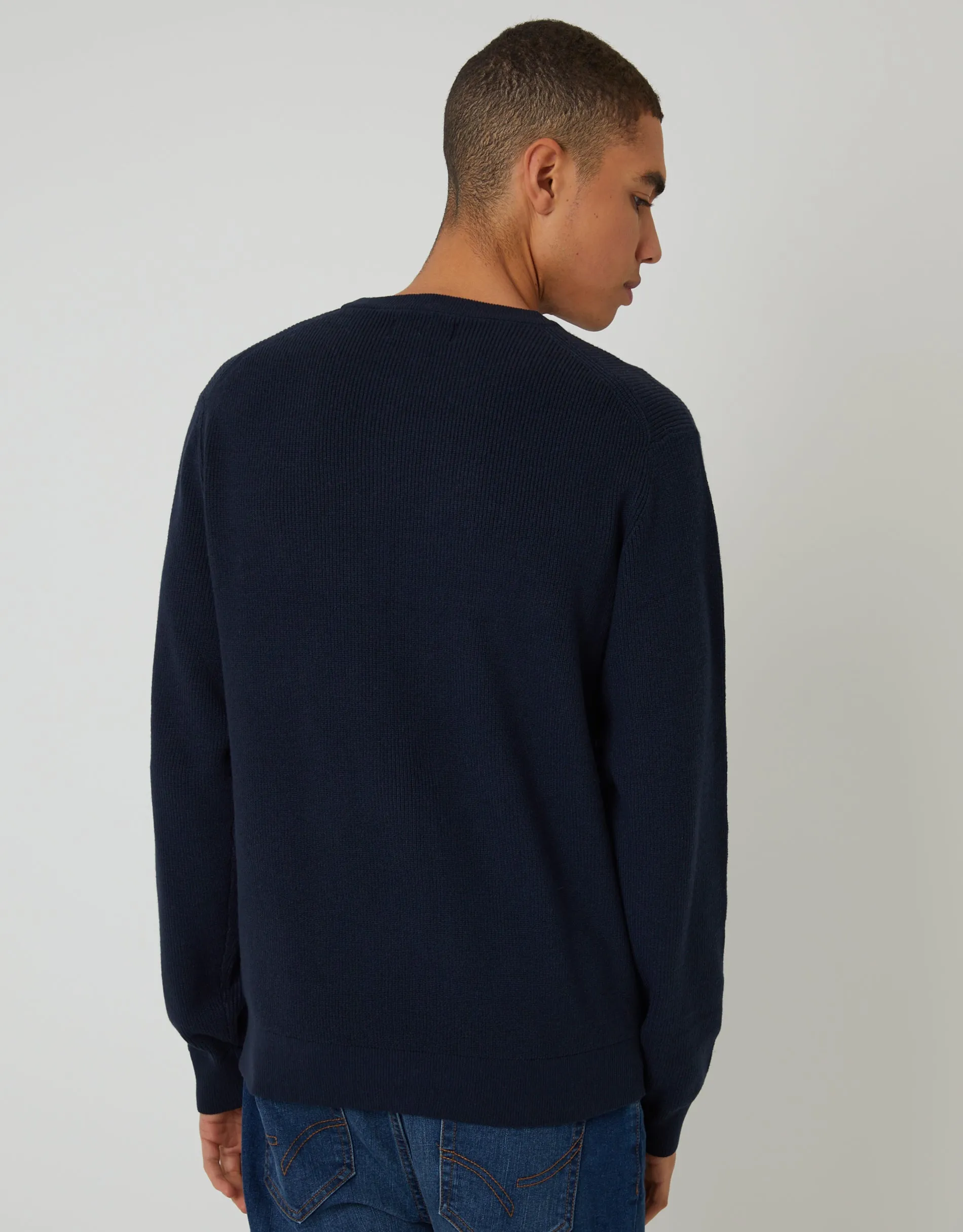 Navy Rib Knit Crew Neck Jumper sold by Threadbare product image thumbnail 2