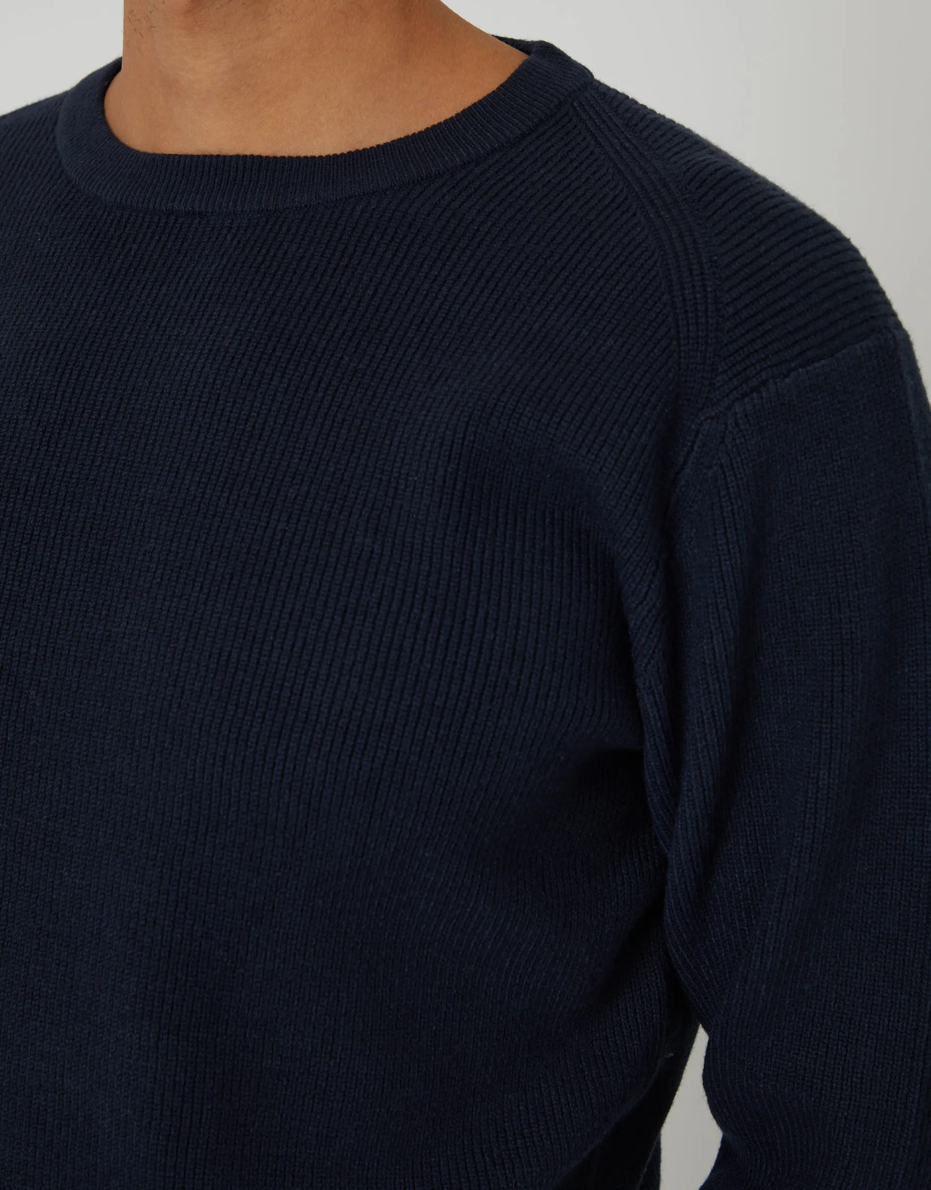 Navy Rib Knit Crew Neck Jumper sold by Threadbare product image thumbnail 4