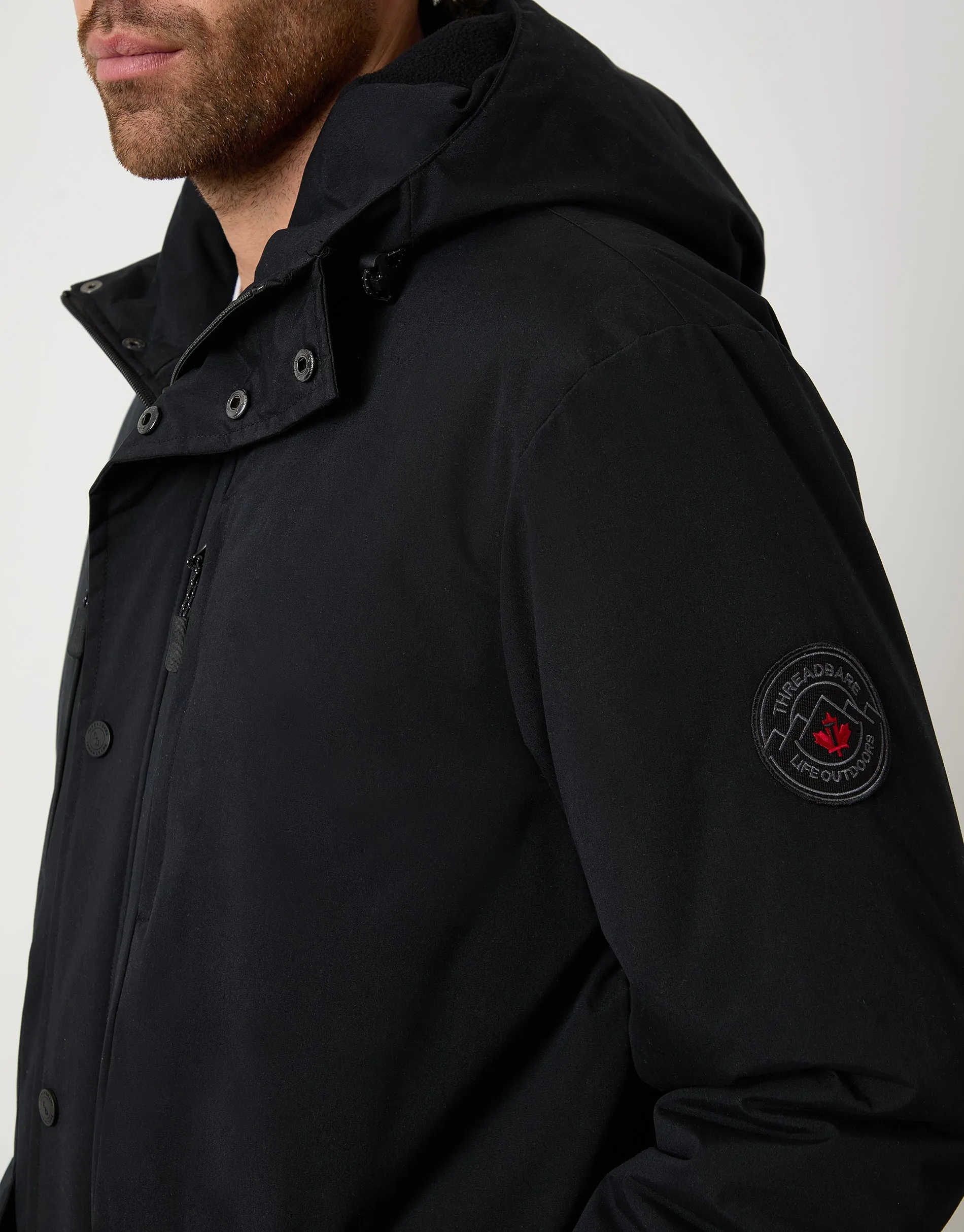 Black Showerproof Padded Hooded Coat sold by Threadbare product image thumbnail 4