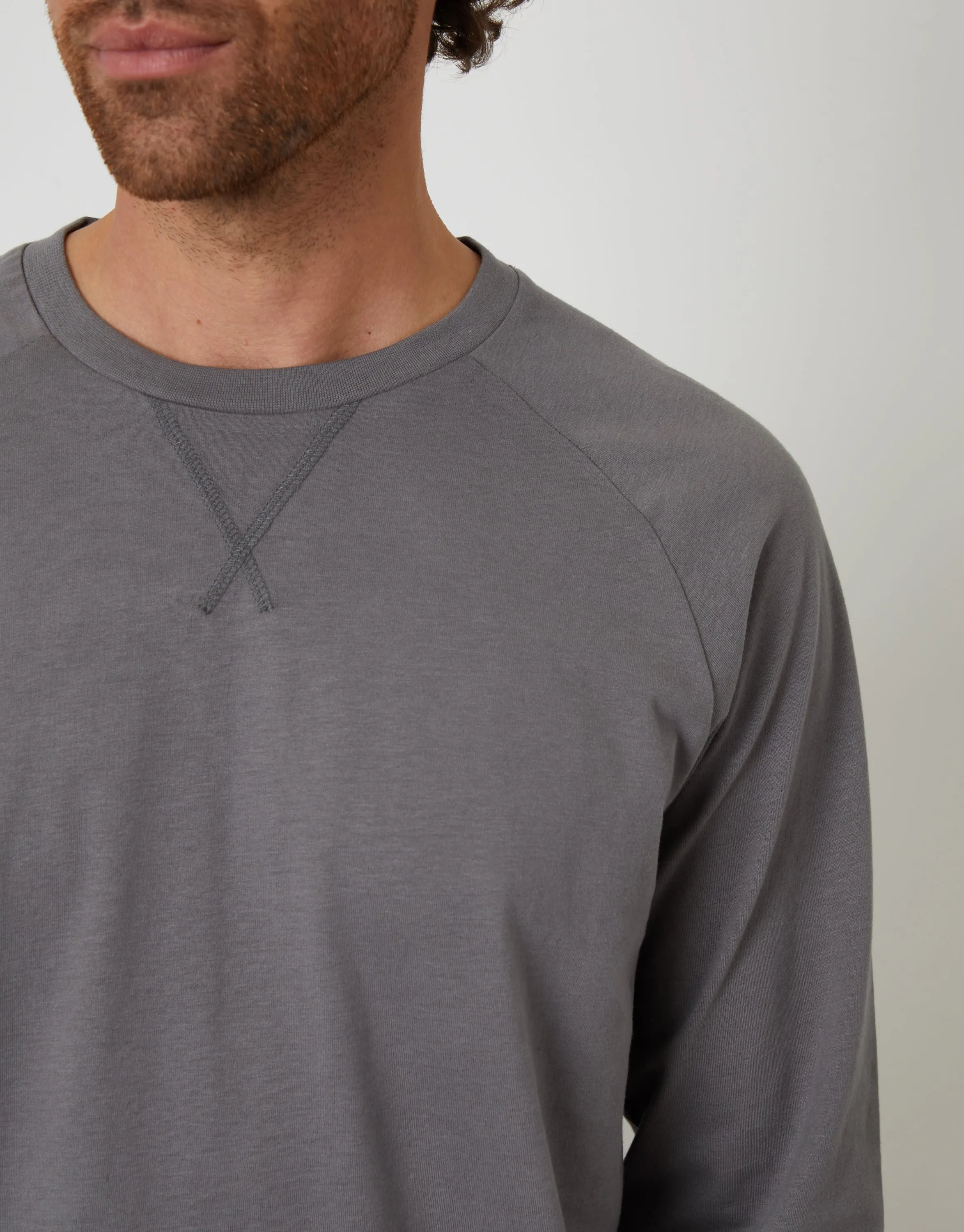 Slate Grey Peached Cotton Long Lounge Set (2-Piece Set) sold by Threadbare product image thumbnail 3