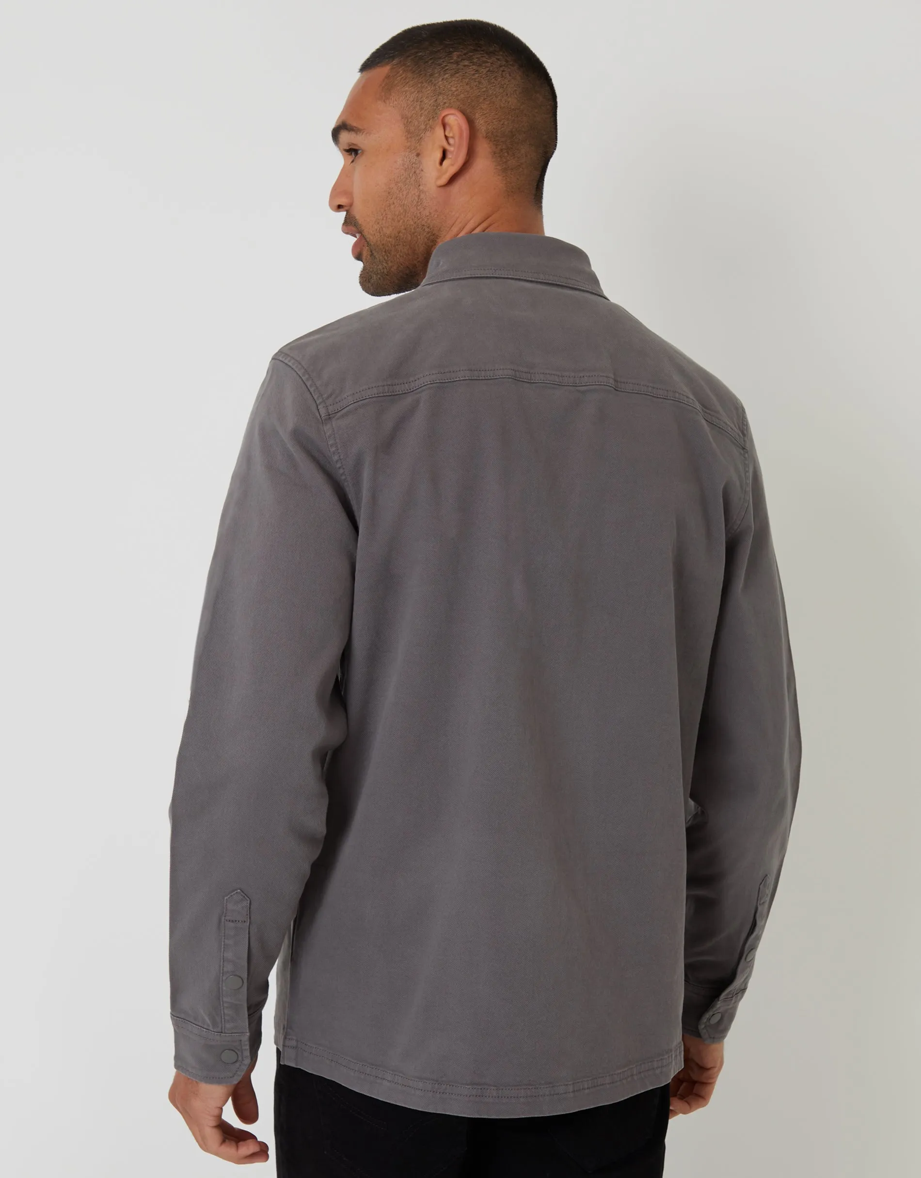 Slate Grey Snap Fastening Shacket sold by Threadbare product image thumbnail 2