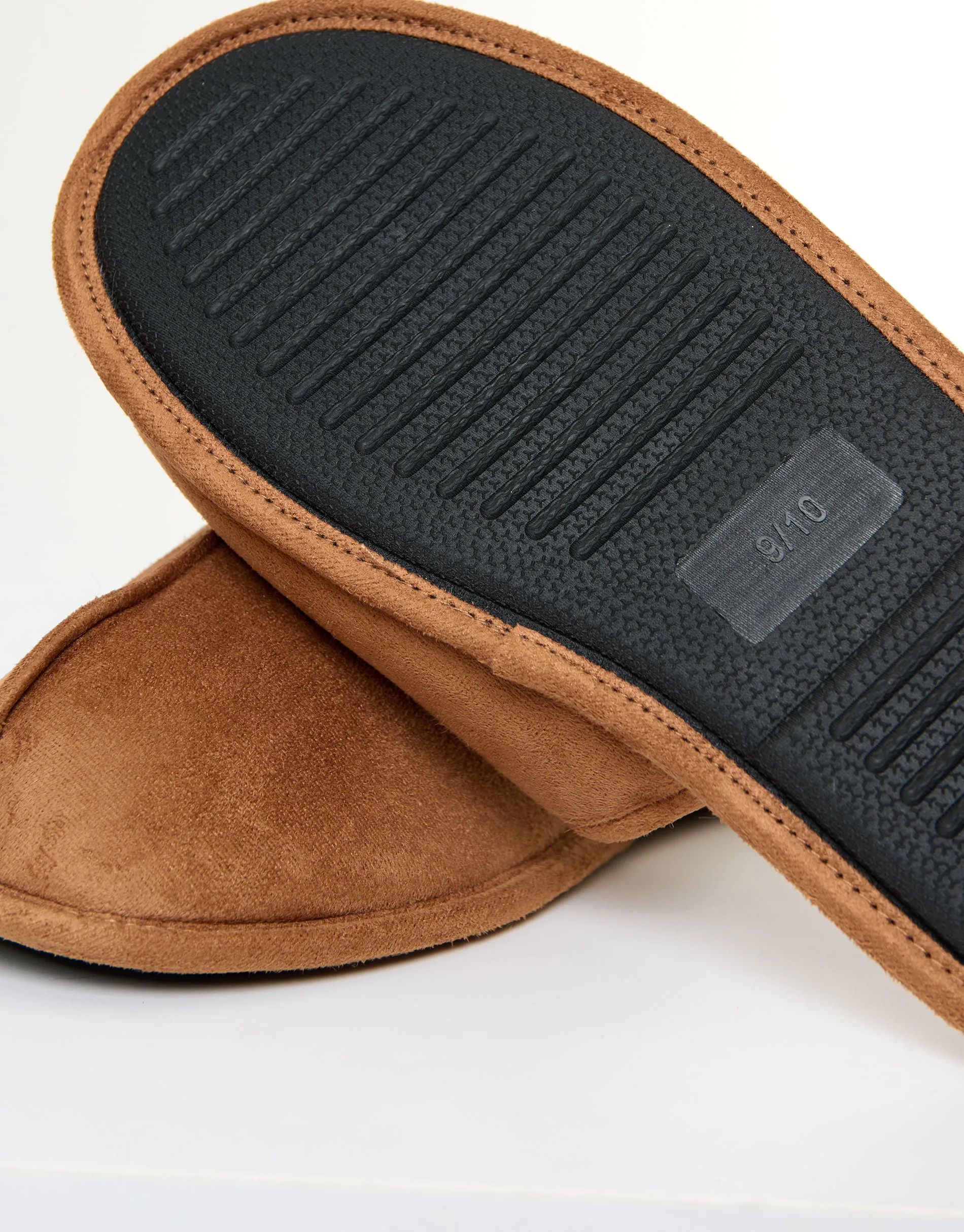 Tan Brown Faux Fur Lined Slip On Mule Slippers sold by Threadbare product image thumbnail 5