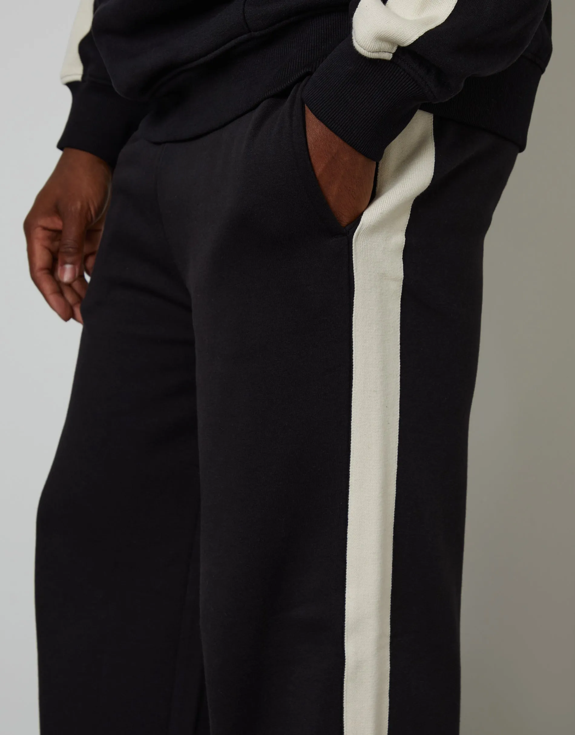 Black Wide Leg Side Stripe Joggers sold by Threadbare product image thumbnail 4