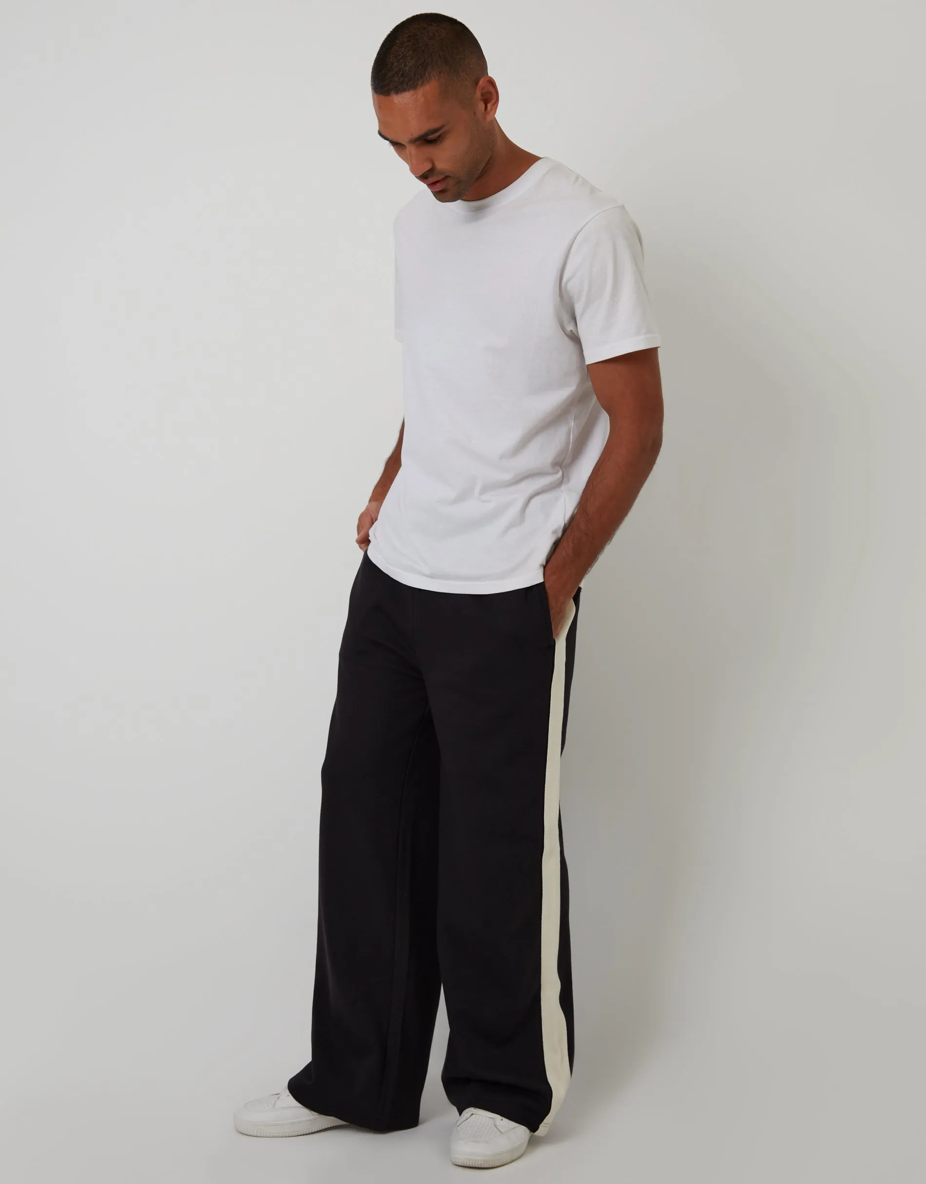Black Wide Leg Side Stripe Joggers sold by Threadbare product image thumbnail 2