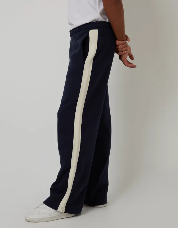 Navy Wide Leg Side Stripe Joggers sold by Threadbare