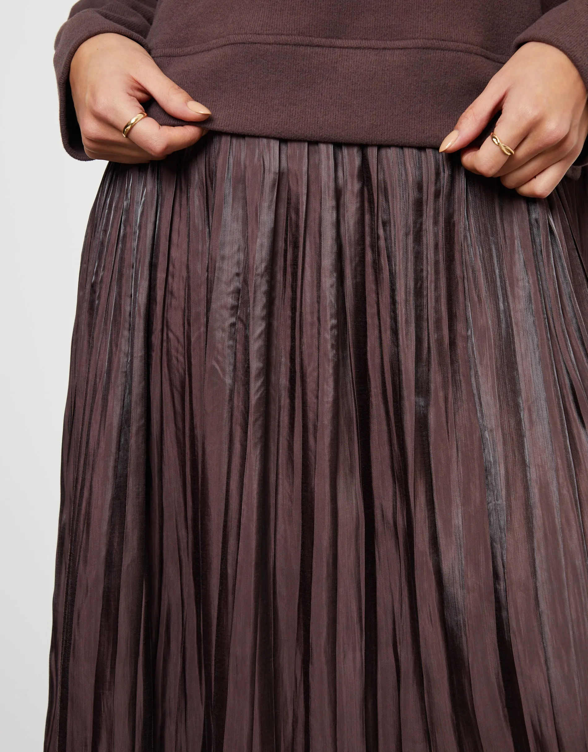 Chocolate Brown 2-in-1 Relaxed Ribbed Sweatshirt Midi Dress sold by Threadbare product image thumbnail 5