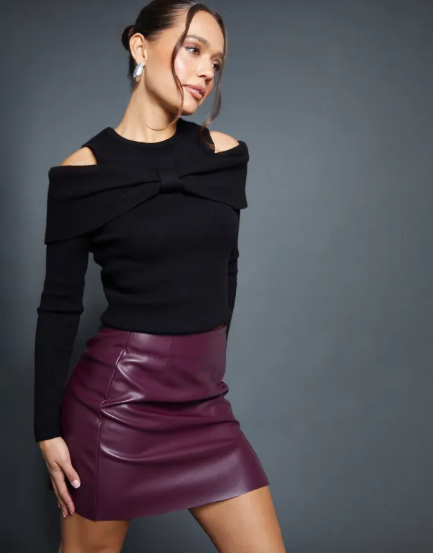 Black Cold Shoulder Bow Detail Knitted Jumper sold by Threadbare