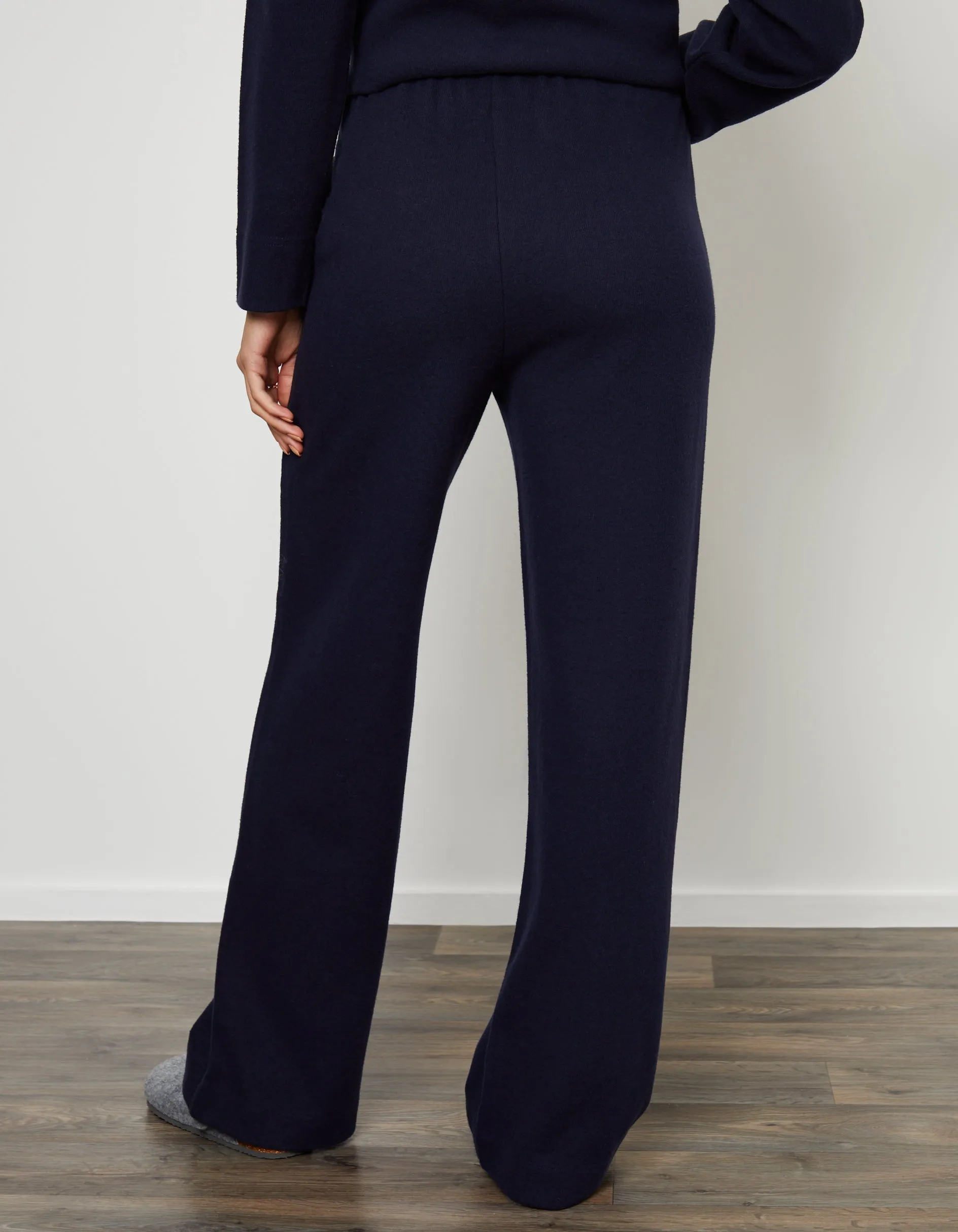 Navy Cosy Rib Pull On Wide Leg Joggers sold by Threadbare product image thumbnail 4