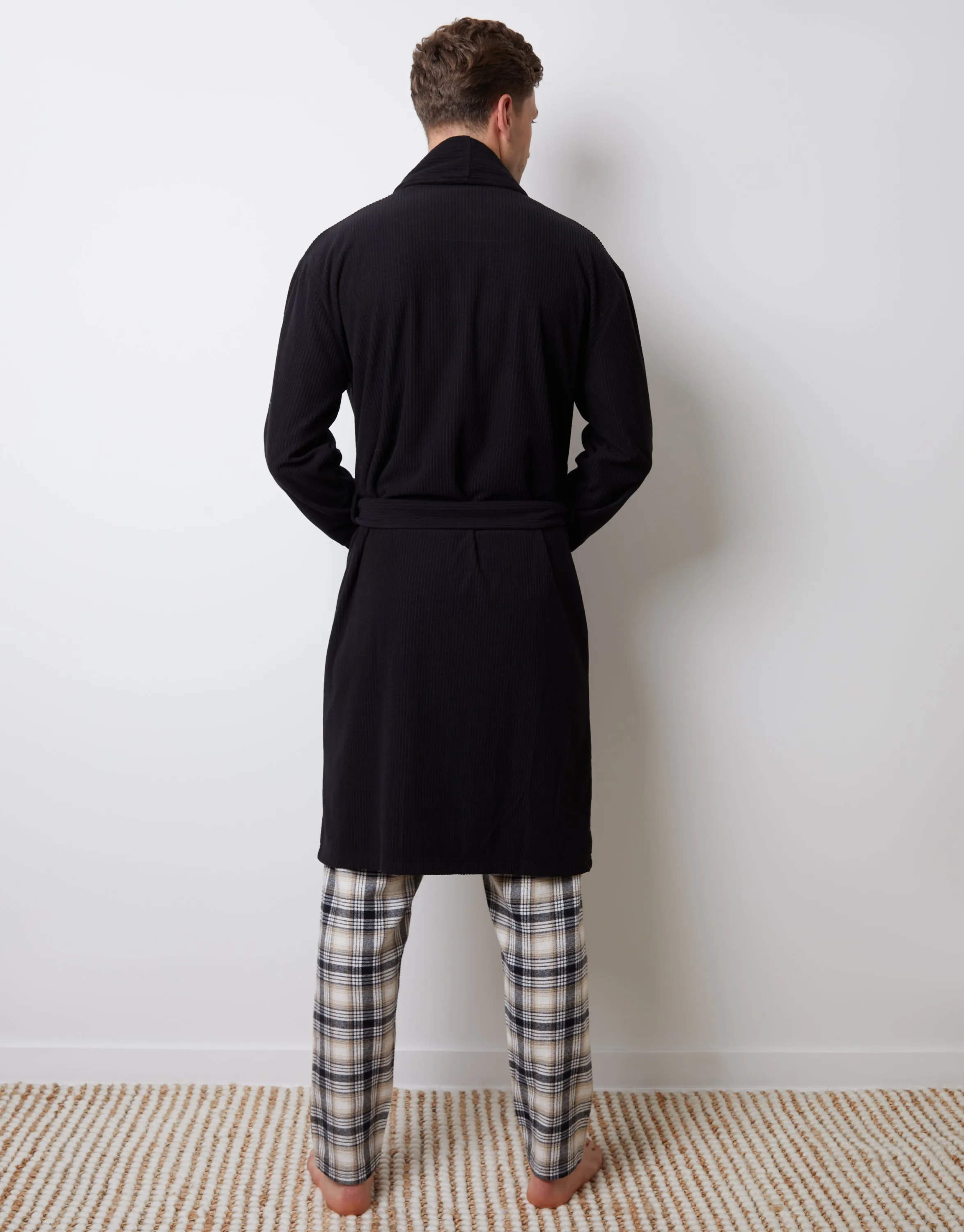 Black Waffle Fleece Dressing Gown sold by Threadbare product image thumbnail 2