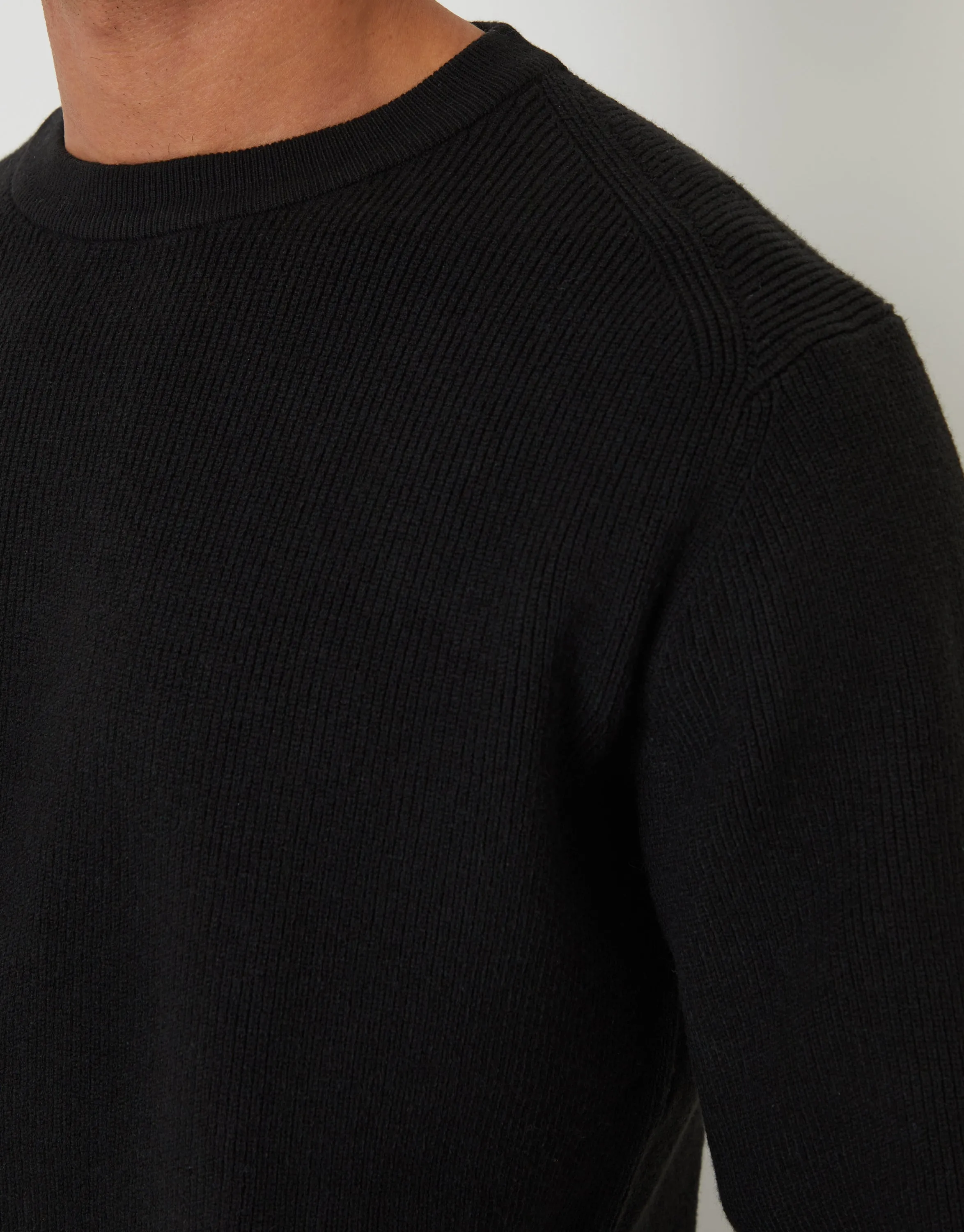 Black Rib Knit Crew Neck Jumper sold by Threadbare product image thumbnail 4