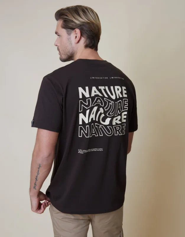 Men's Dark Chocolate Nature Slogan Graphic Print T-Shirt sold by Threadbare