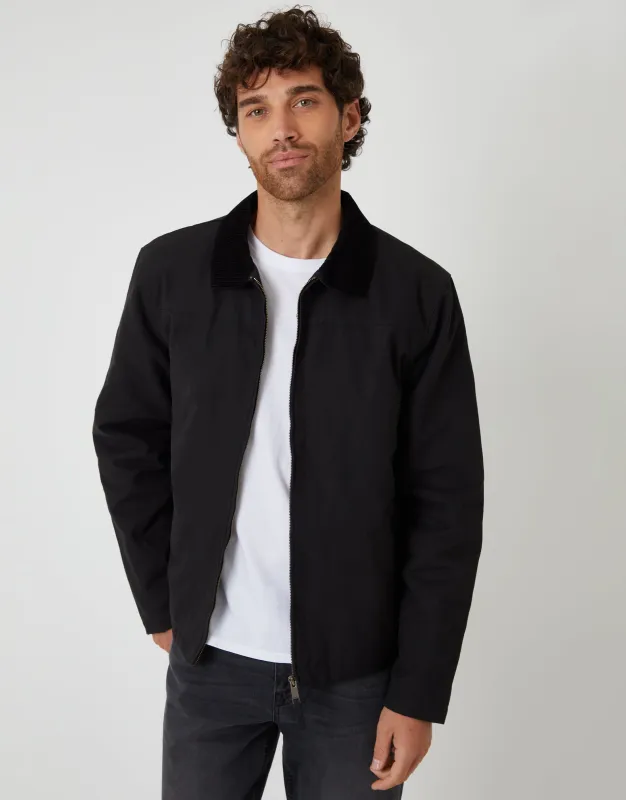 Black Zip-Through Lightweight Jacket With Quilting sold by Threadbare