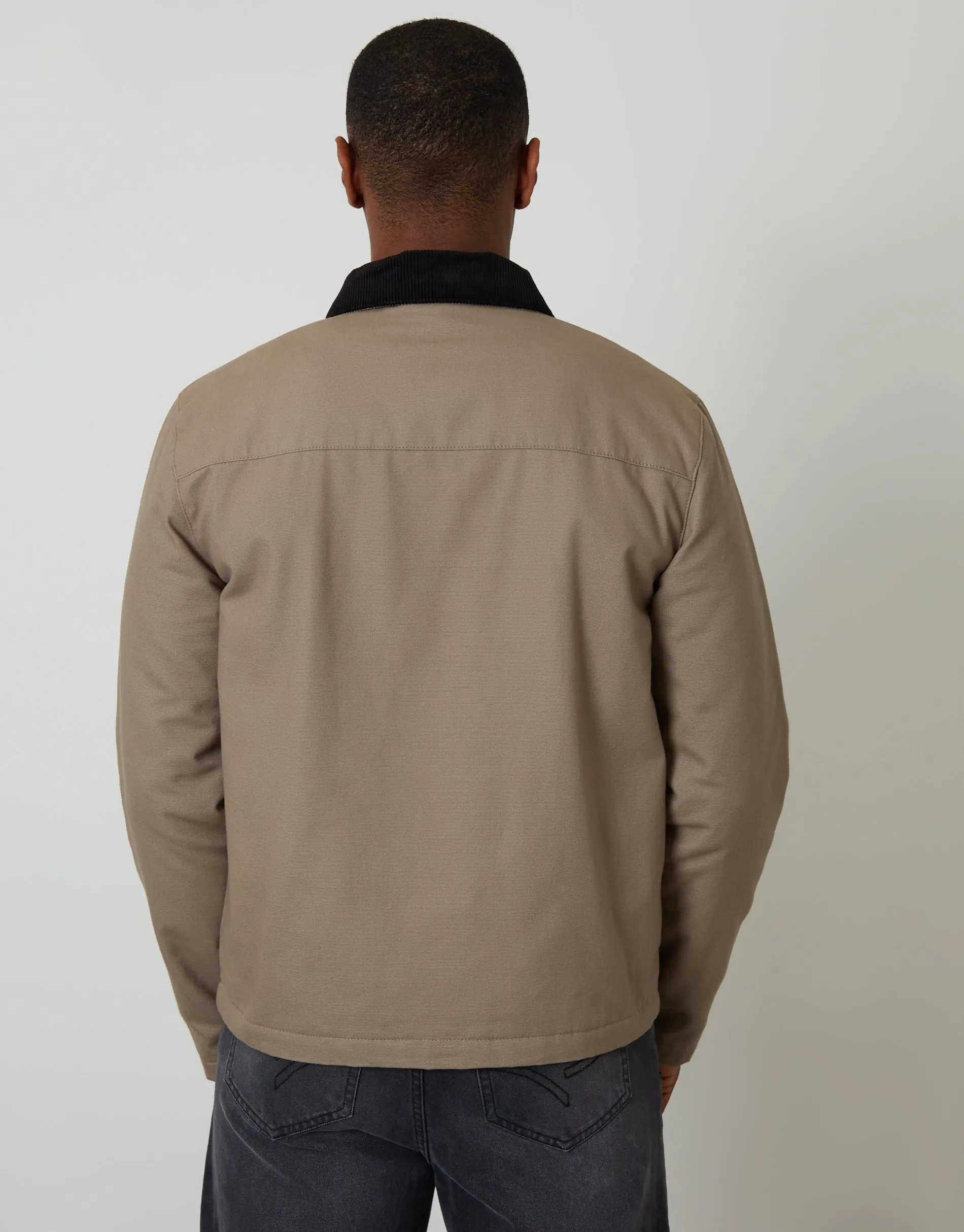 Zip-Through Lightweight Jacket With Quilting in Mushroom sold by Threadbare product image thumbnail 2