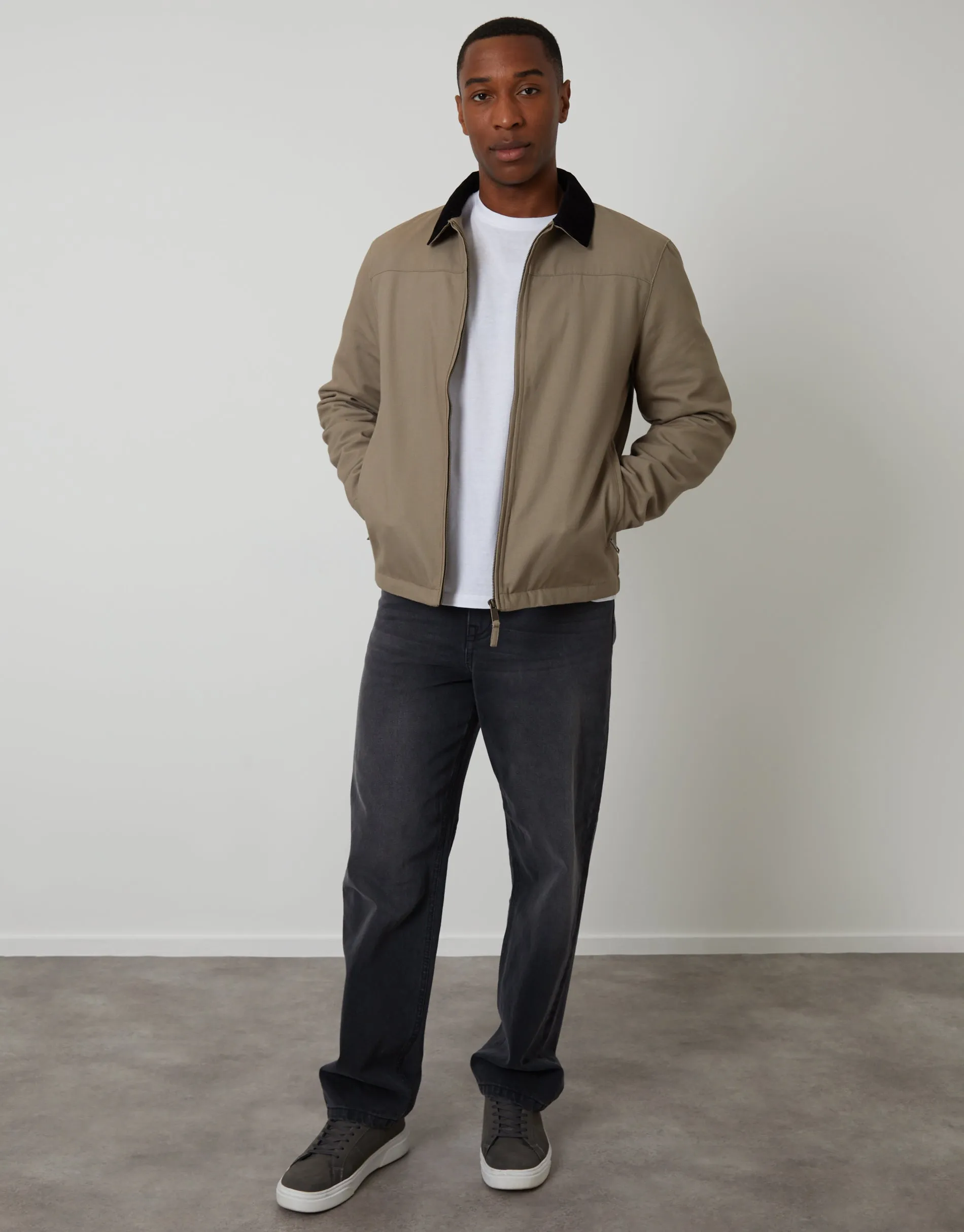 Zip-Through Lightweight Jacket With Quilting in Mushroom sold by Threadbare product image thumbnail 3