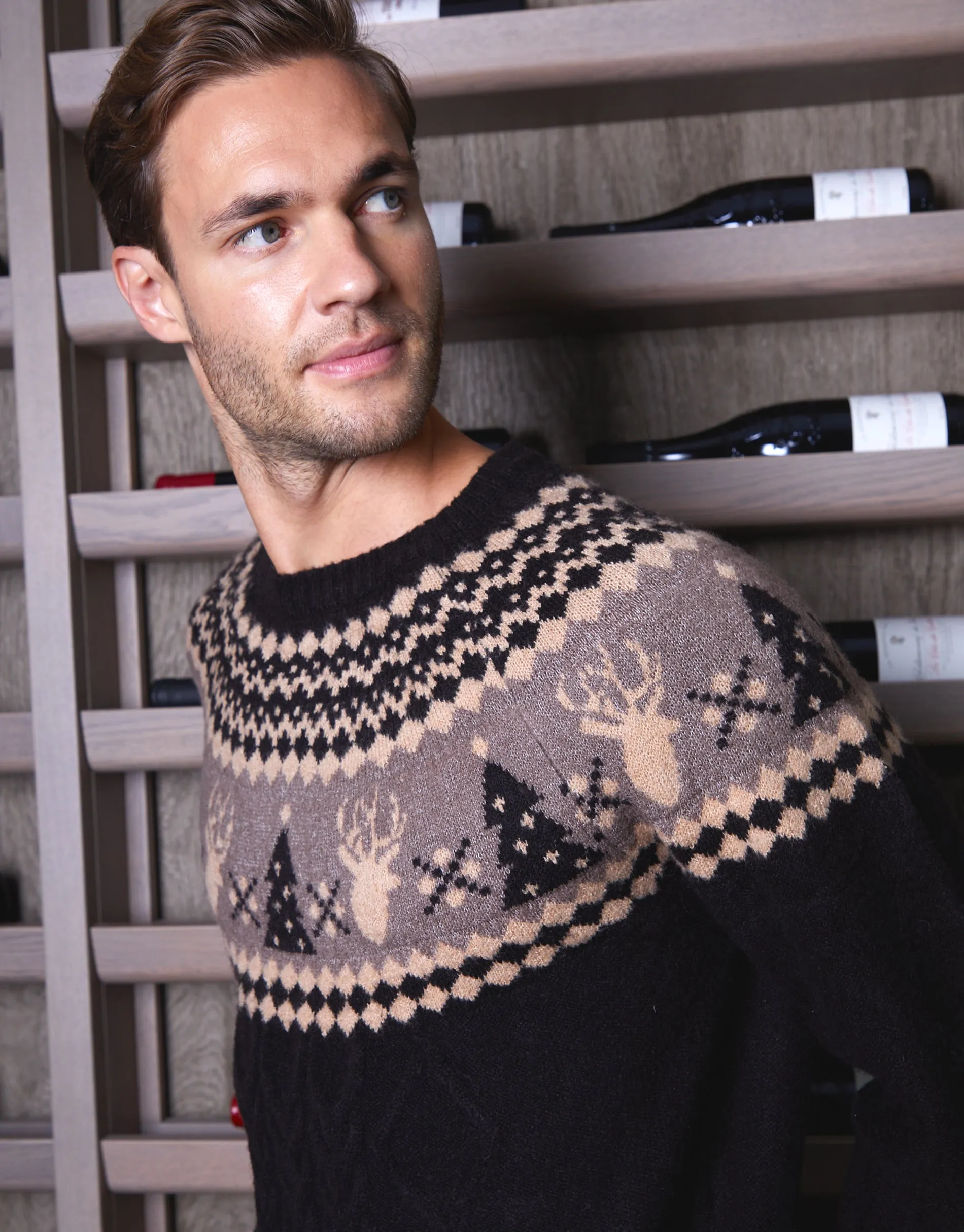 Black Cable Knit Fairisle Christmas Jumper sold by Threadbare product image thumbnail 3
