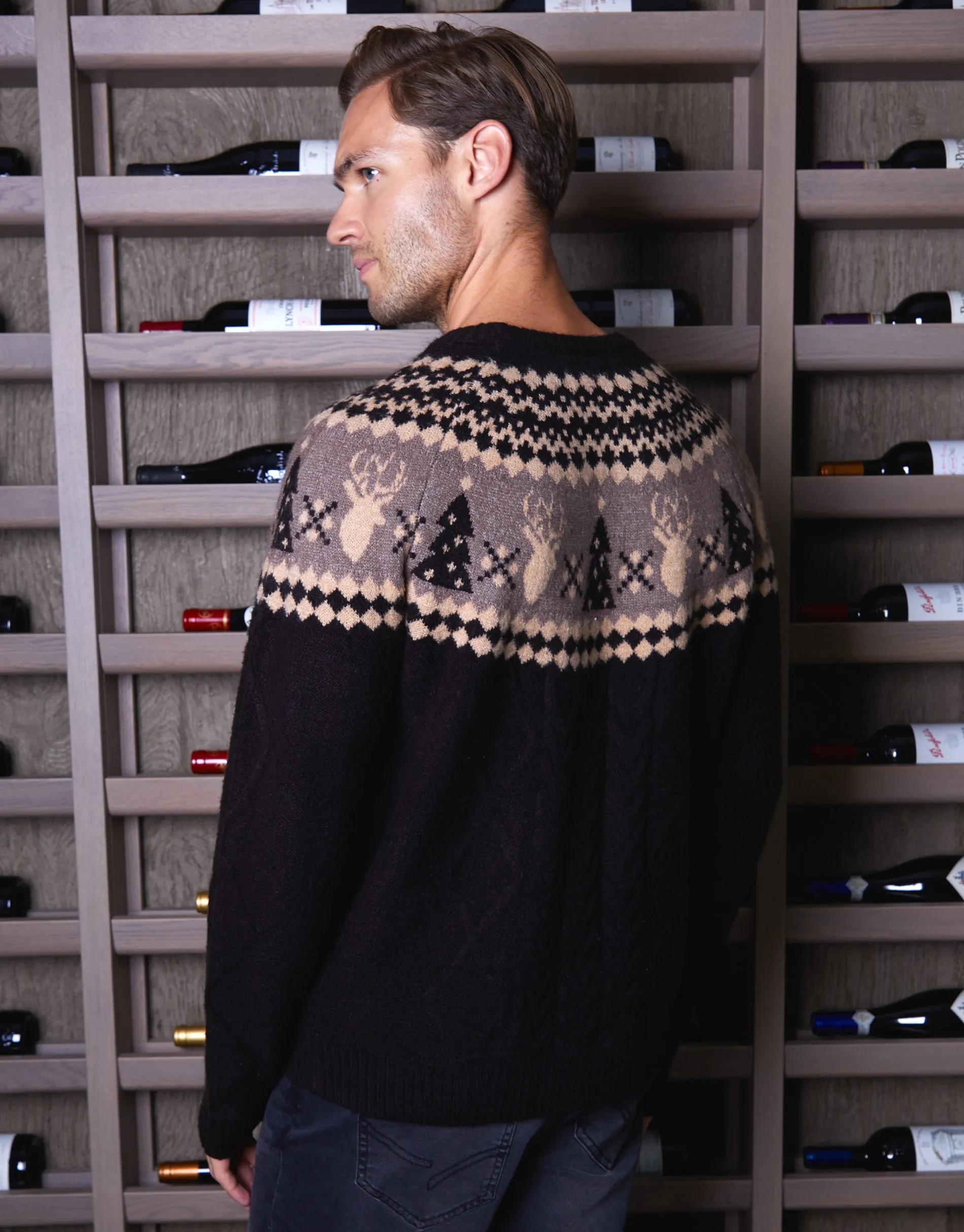 Black Cable Knit Fairisle Christmas Jumper sold by Threadbare product image thumbnail 4