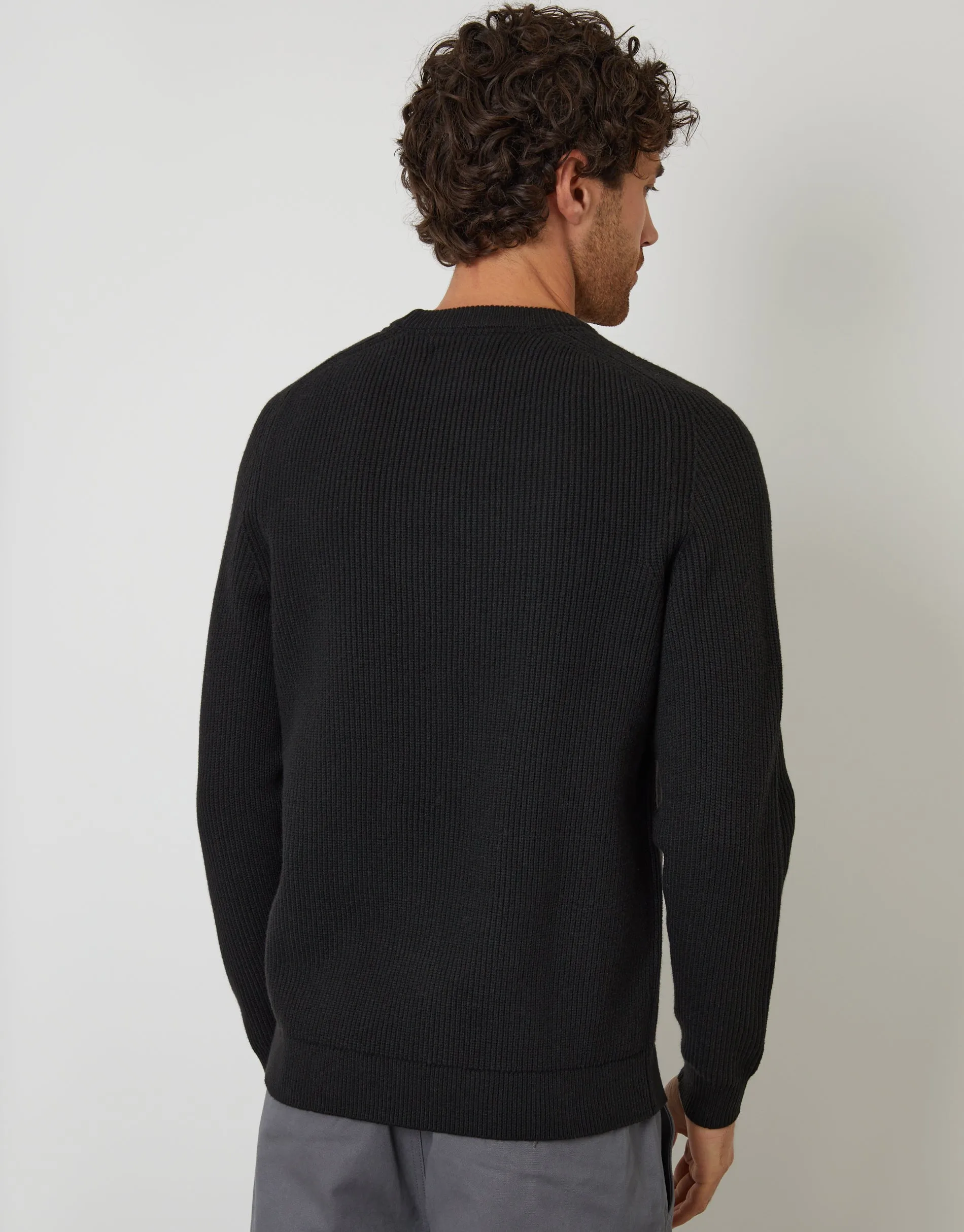 Black Saddle Sleeve Knitted Crew Neck Jumper sold by Threadbare product image thumbnail 2