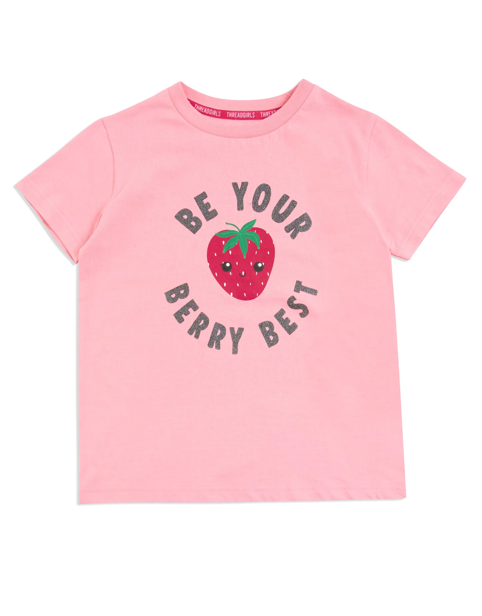 Girls' Pink Berry Print Short Pyjamas With Scrunchie (3-Piece Set) sold by Threadbare product image thumbnail 2