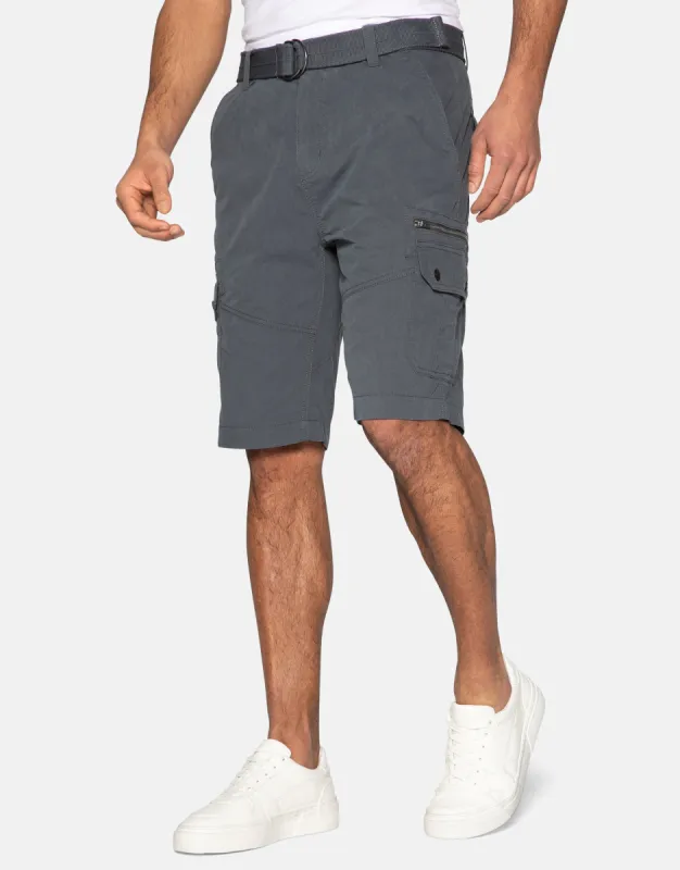 Men's Charcoal Belted Cargo Shorts sold by Threadbare