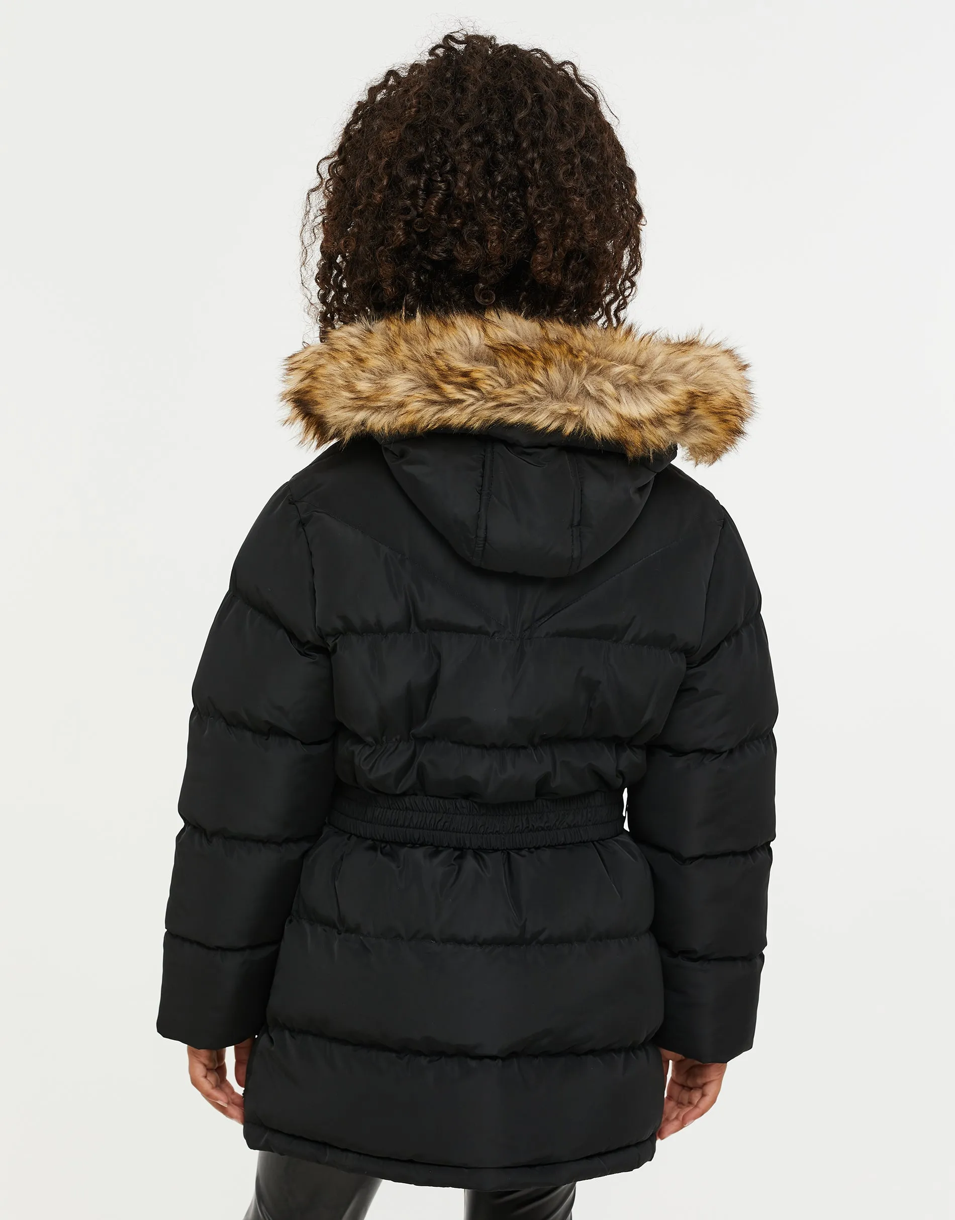 Girls' Black Belted Parka Jacket sold by Threadbare product image thumbnail 2