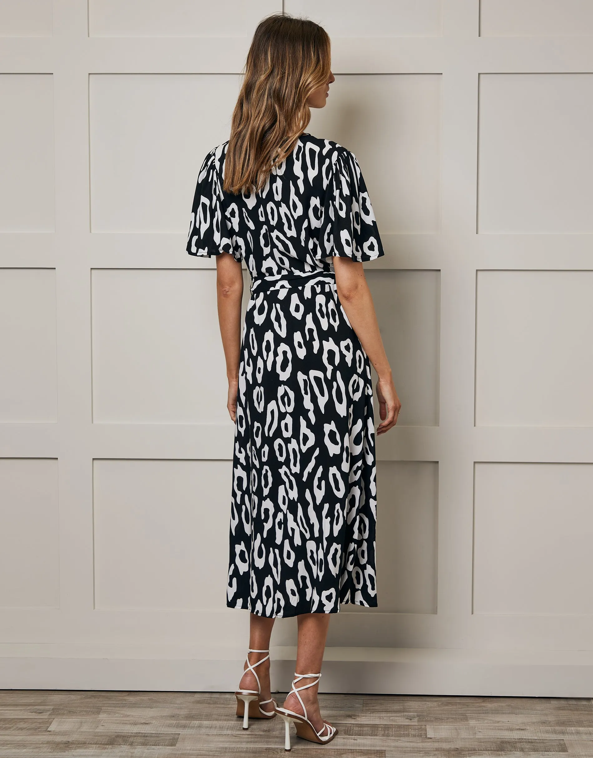 Women's Petite Black Abstract Animal Print Midi Dress sold by Threadbare product image thumbnail 2