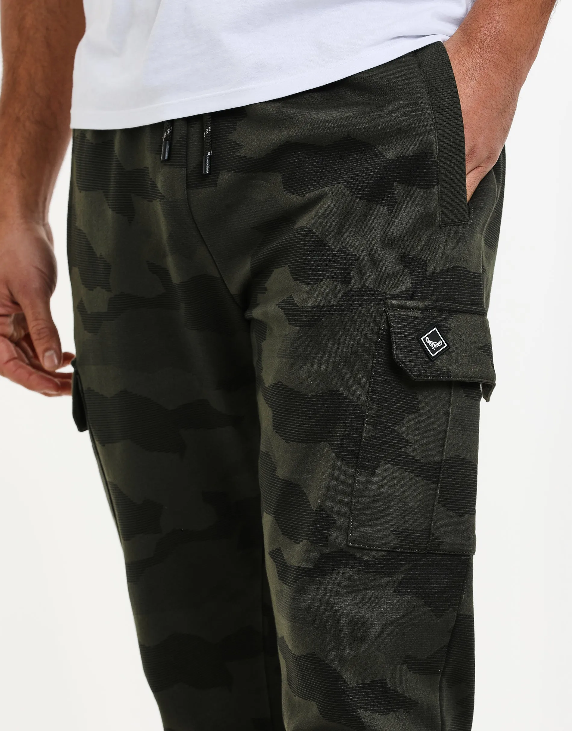 Men's Khaki Camo Cargo Joggers sold by Threadbare product image thumbnail 3