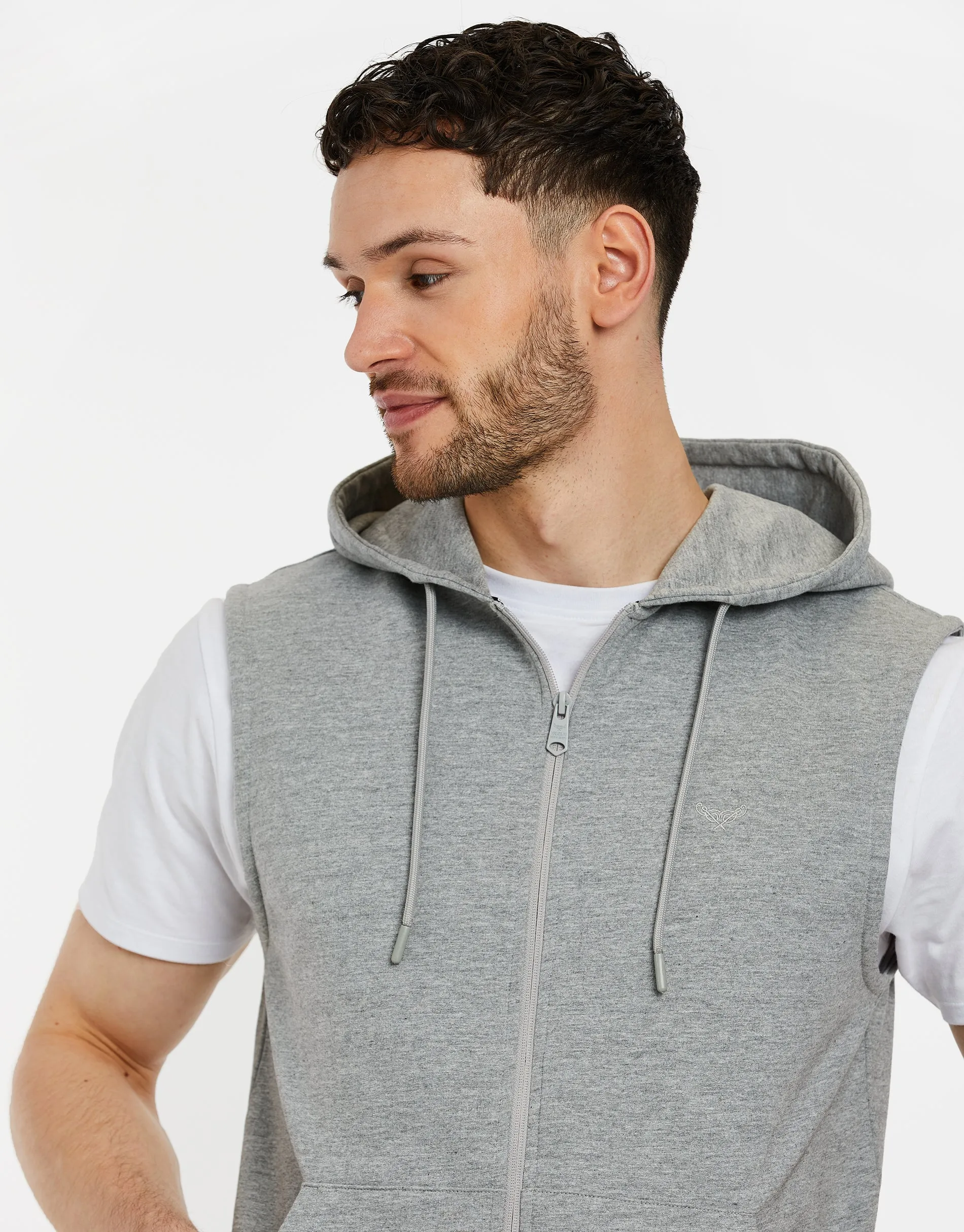 Men's Grey Sleeveless Zip-Through Hoodie sold by Threadbare product image thumbnail 4