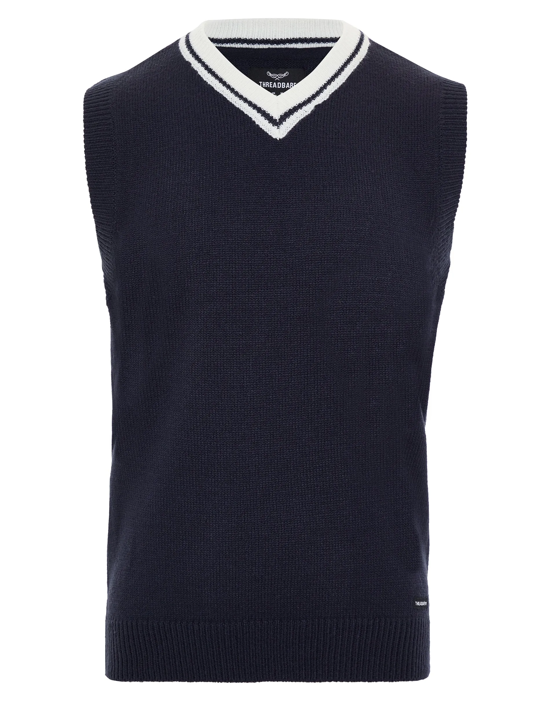 Men's Navy V Neck Knitted Vest sold by Threadbare product image thumbnail 5