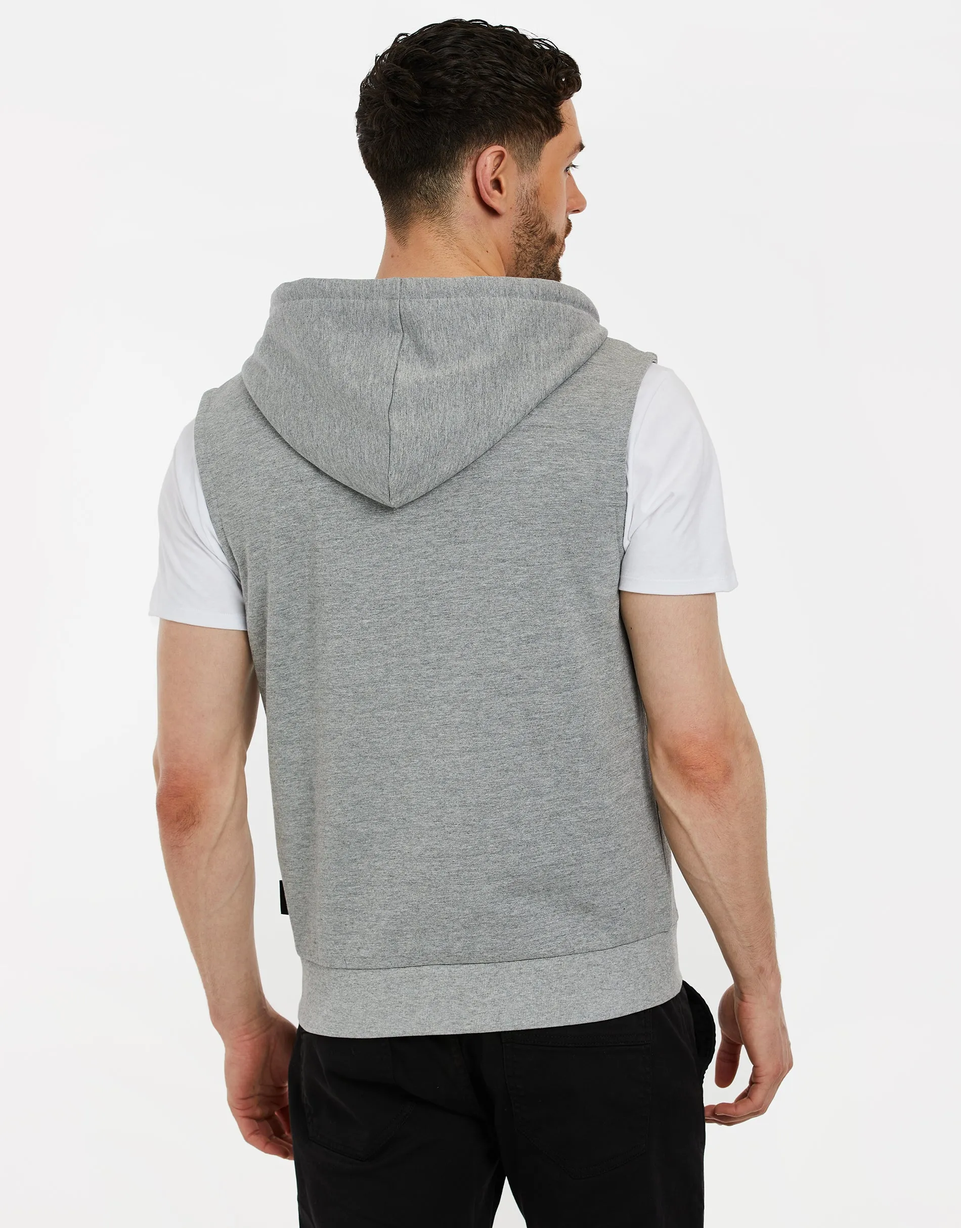 Men's Grey Sleeveless Zip-Through Hoodie sold by Threadbare product image thumbnail 2