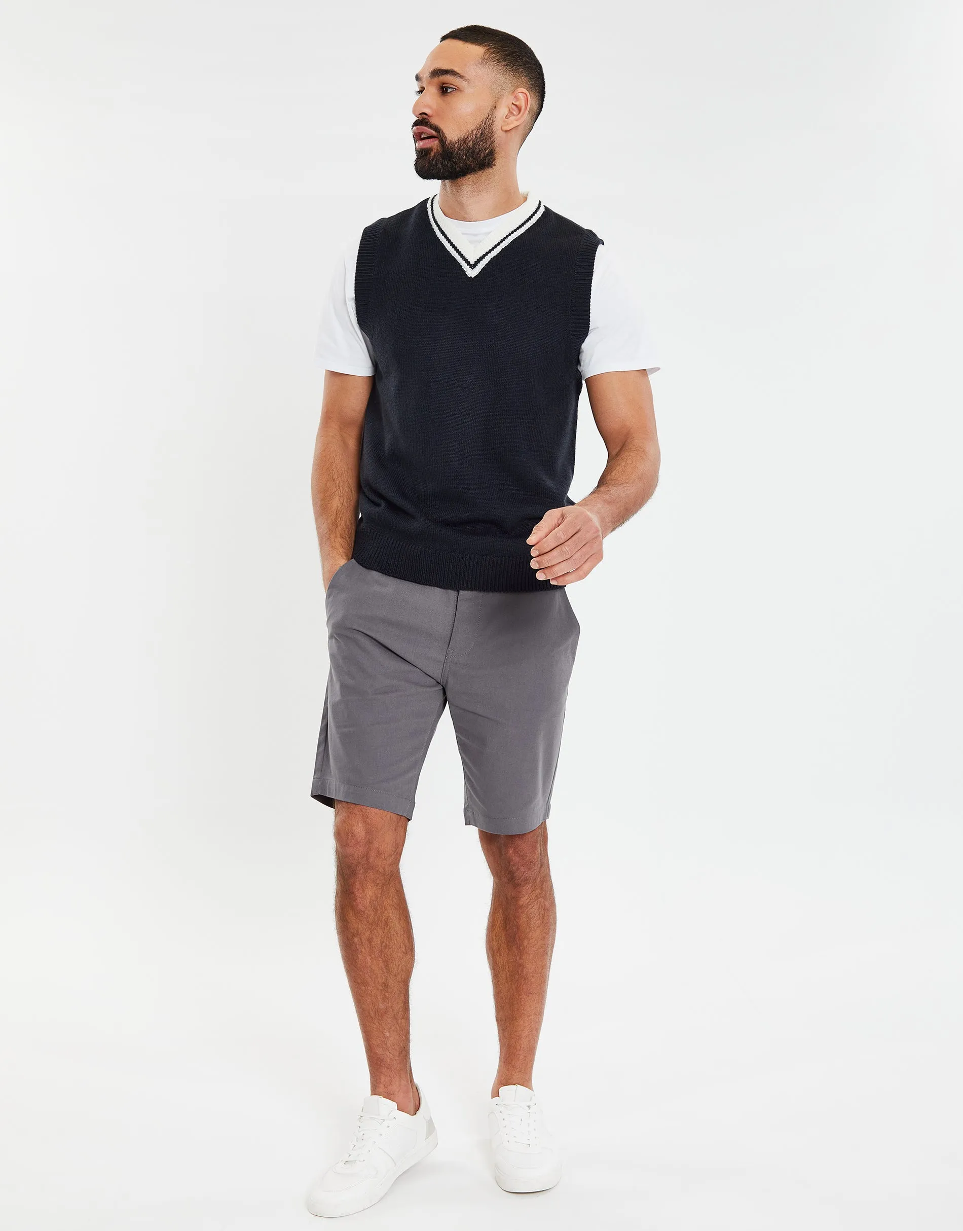 Men's Navy V Neck Knitted Vest sold by Threadbare product image thumbnail 3