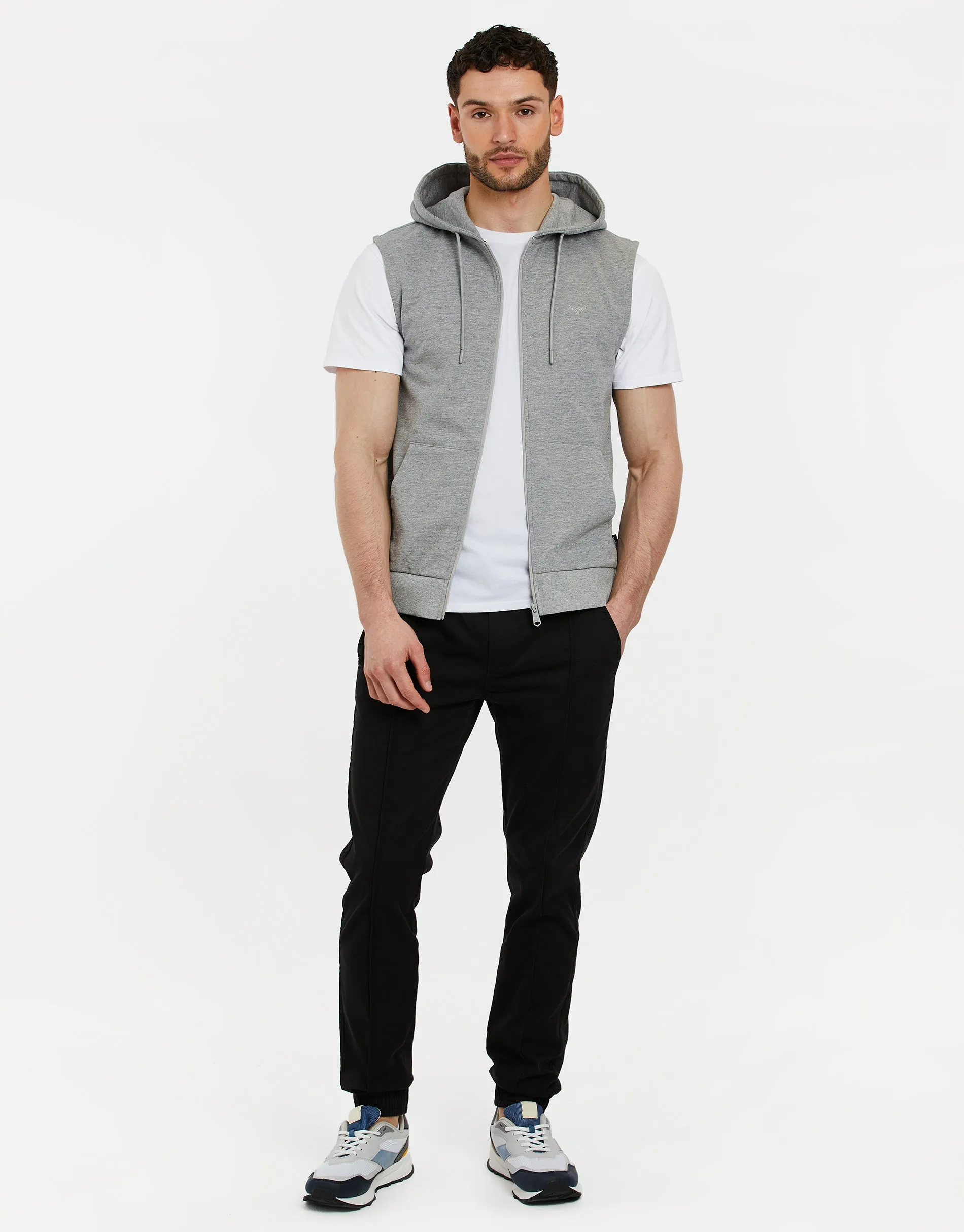 Men's Grey Sleeveless Zip-Through Hoodie sold by Threadbare product image thumbnail 3