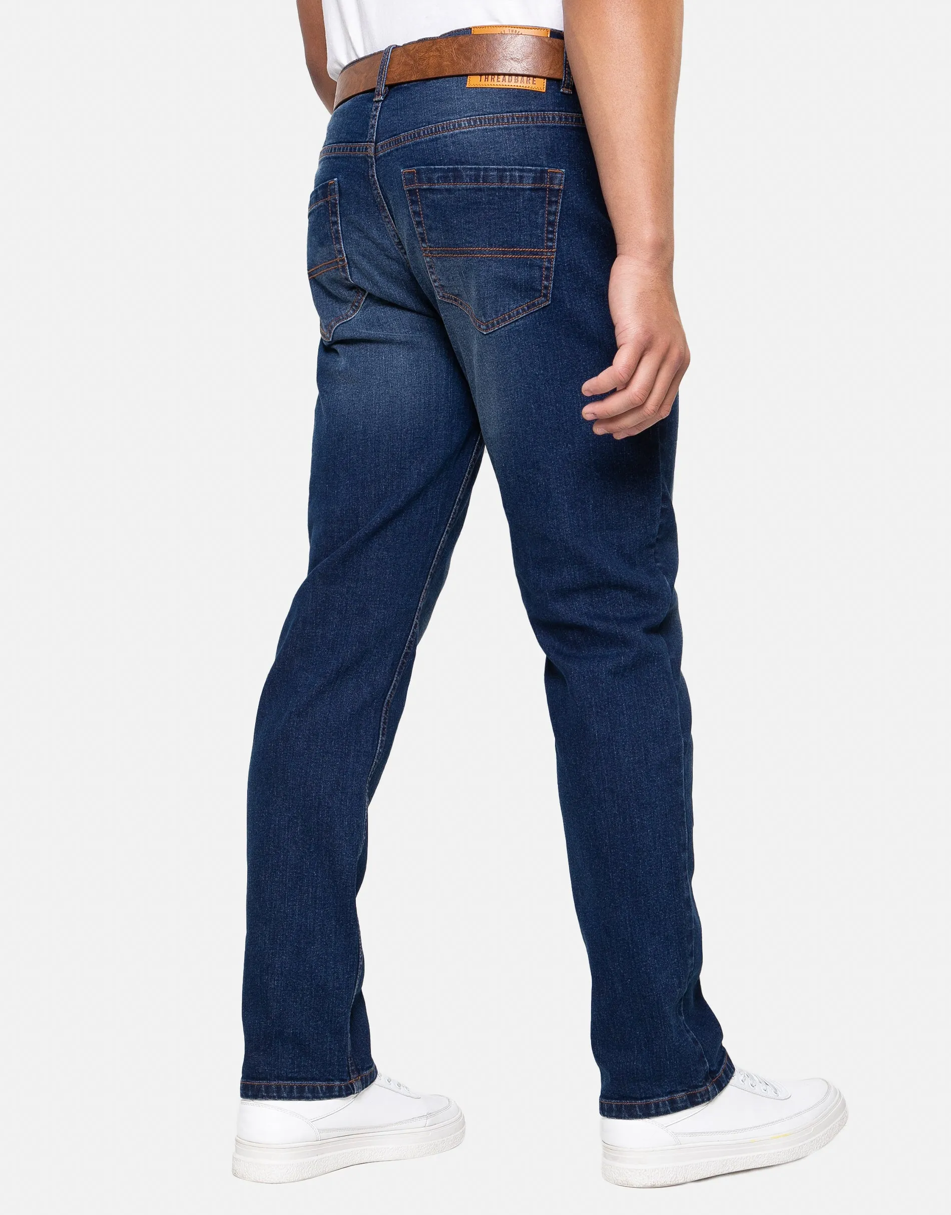 Men's Blue Wash Straight Leg Belted Jeans sold by Threadbare product image thumbnail 2